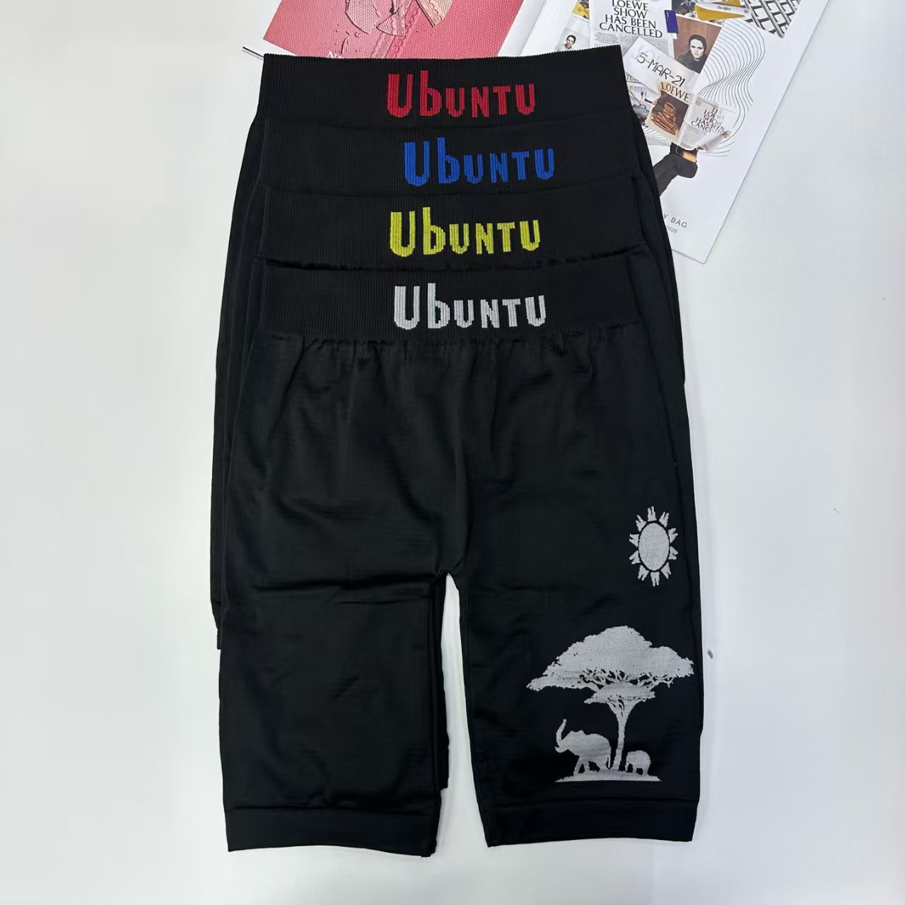 560# Leggings for export to the Middle East and Africa, comfortable and breathable men's leggings with contrasting color letter prints, QNI Item Picture