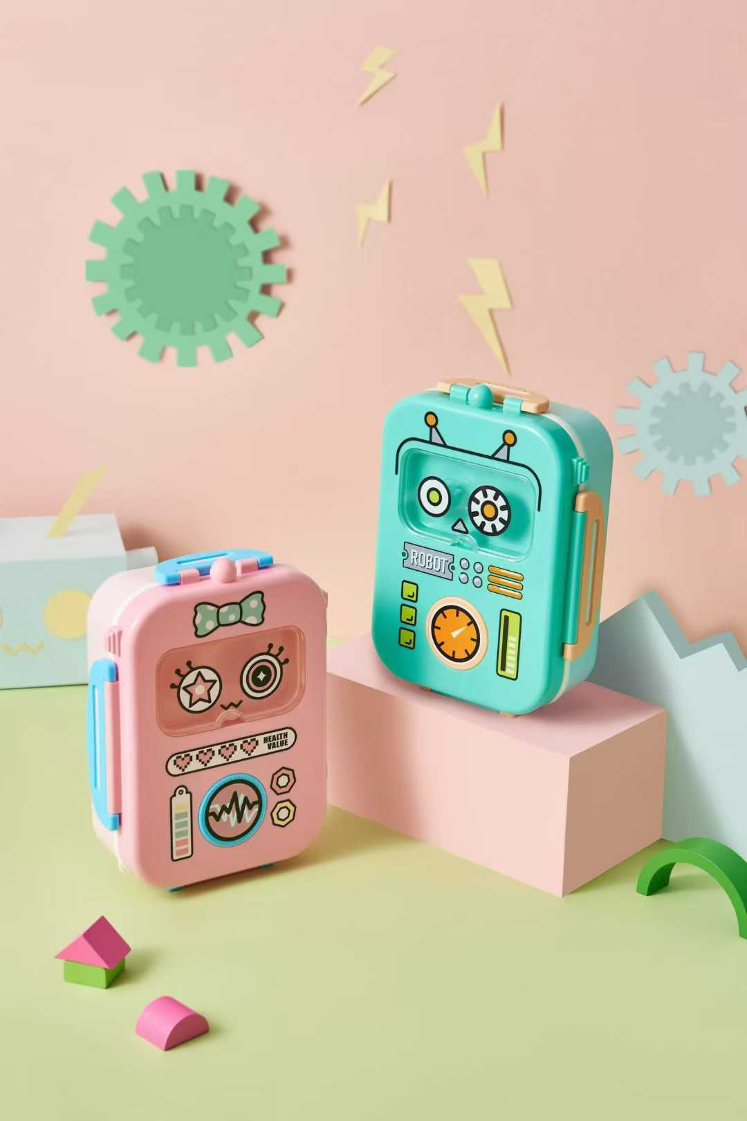 开学季食品级方型机器人保鲜盒塑料饭盒收纳盒