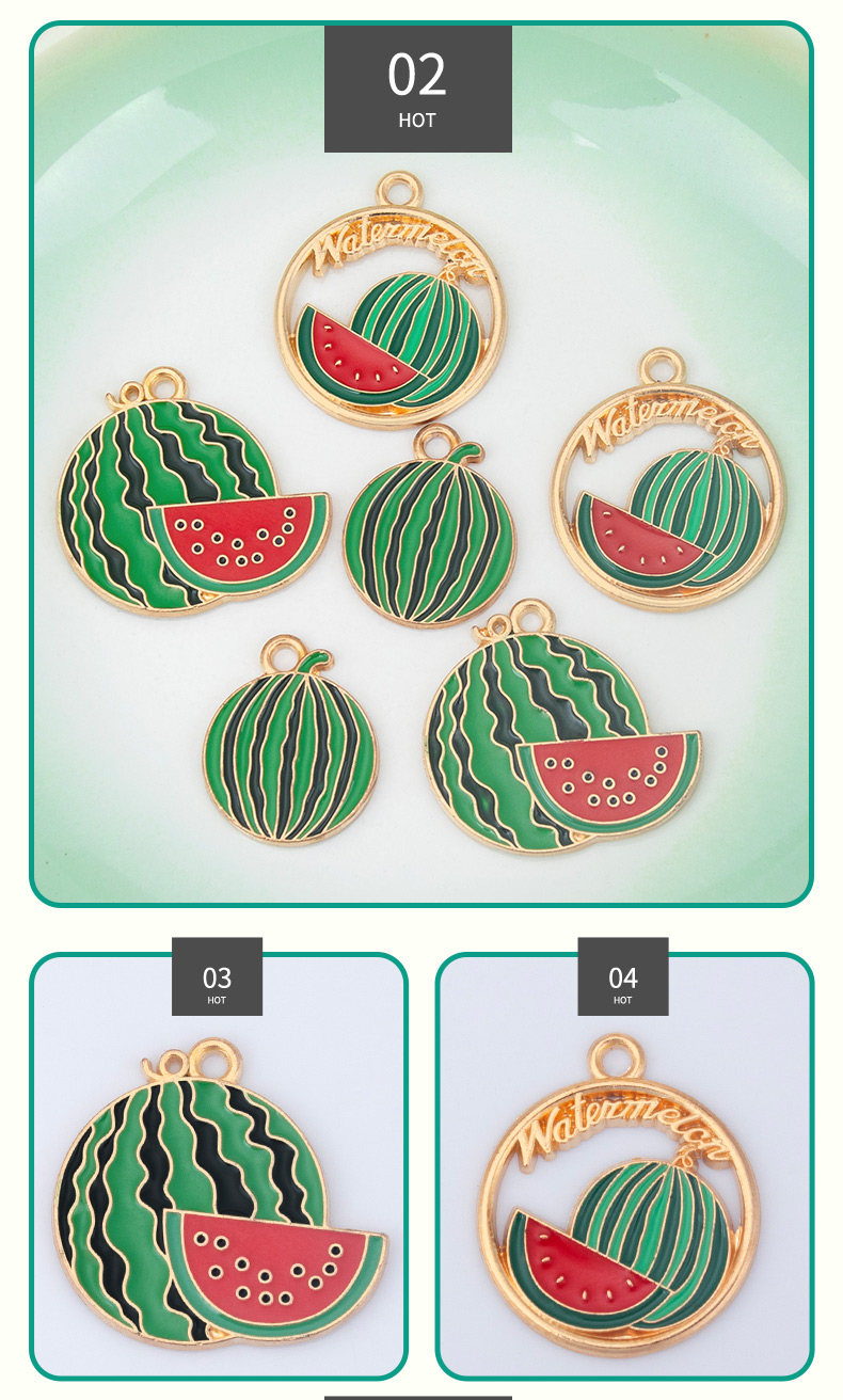 New creative alloy single pendant jewelry, diy accessories, cartoon watermelon oil drip necklace, bracelet, pendant, hanging piece wholesale, other jewelry accessories, fashionable and individual hanging ornaments, necklace pendants, keychains, small items, decorative items pic 6