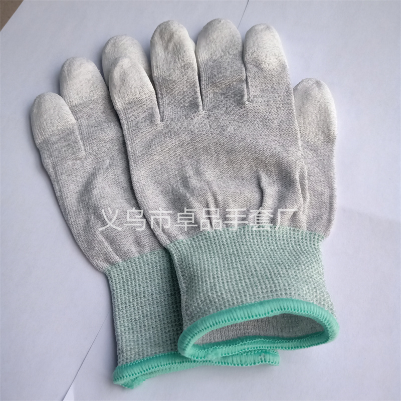Anti-static carbon fiber PU coated finger gloves, wear-resistant, anti-slip, breathable, dust-free, outdoor work gloves for electronic factory workshops Item Picture