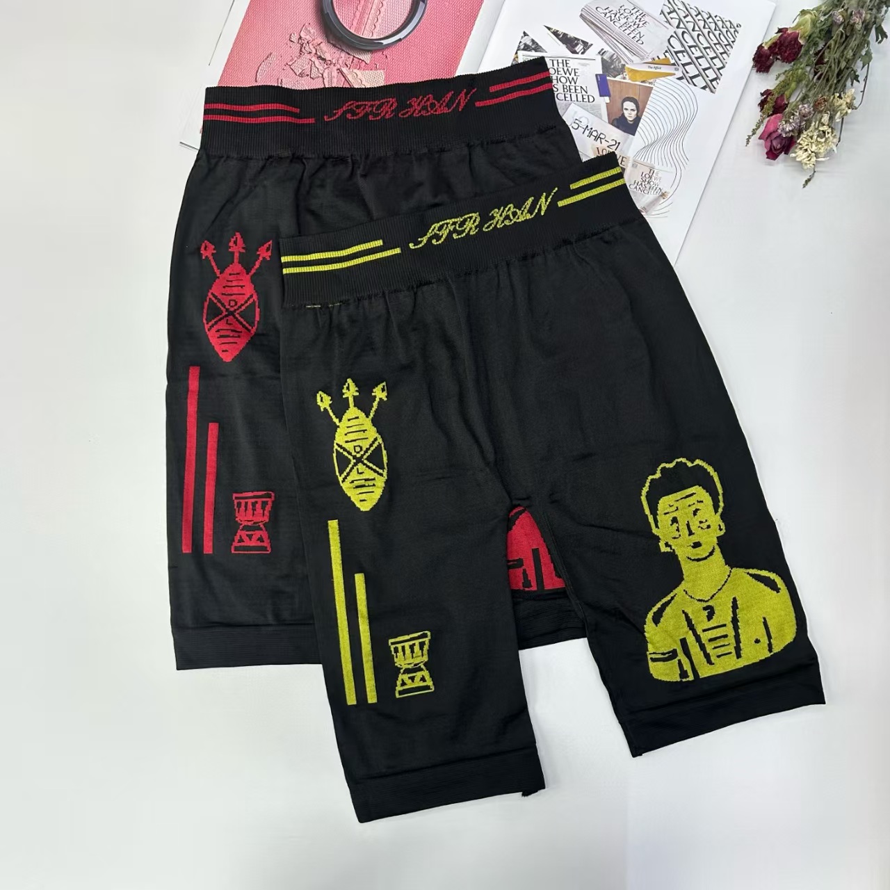 599# Leggings for export to the Middle East and Africa, men's leggings, comfortable and breathable, color-blocking printed and color-blocking halter pants, QNI Application Scenario