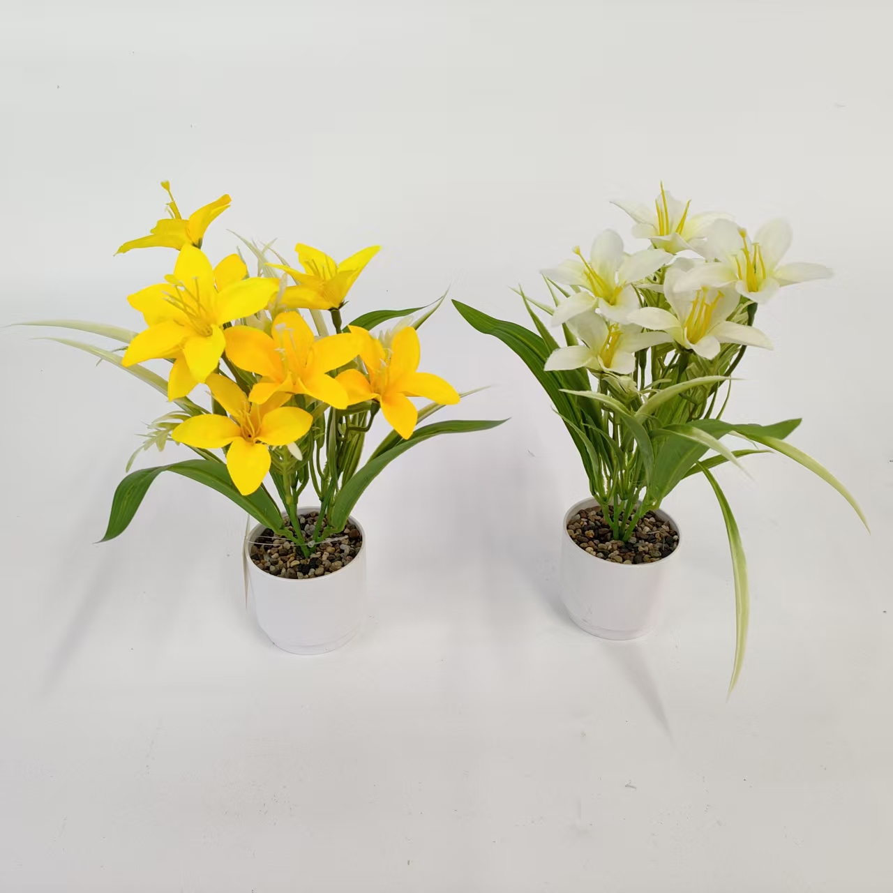 仿真花假花盆景塑料盆百合花装饰品
