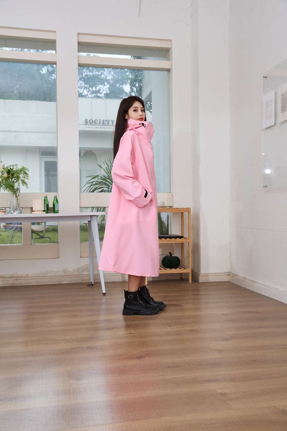 长款时尚雨衣塔斯隆覆膜面料多巴胺色系四色现货雨衣详情图10