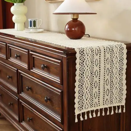 Pure cotton handcrafted crochet table flags are available in mixed styles and in stock