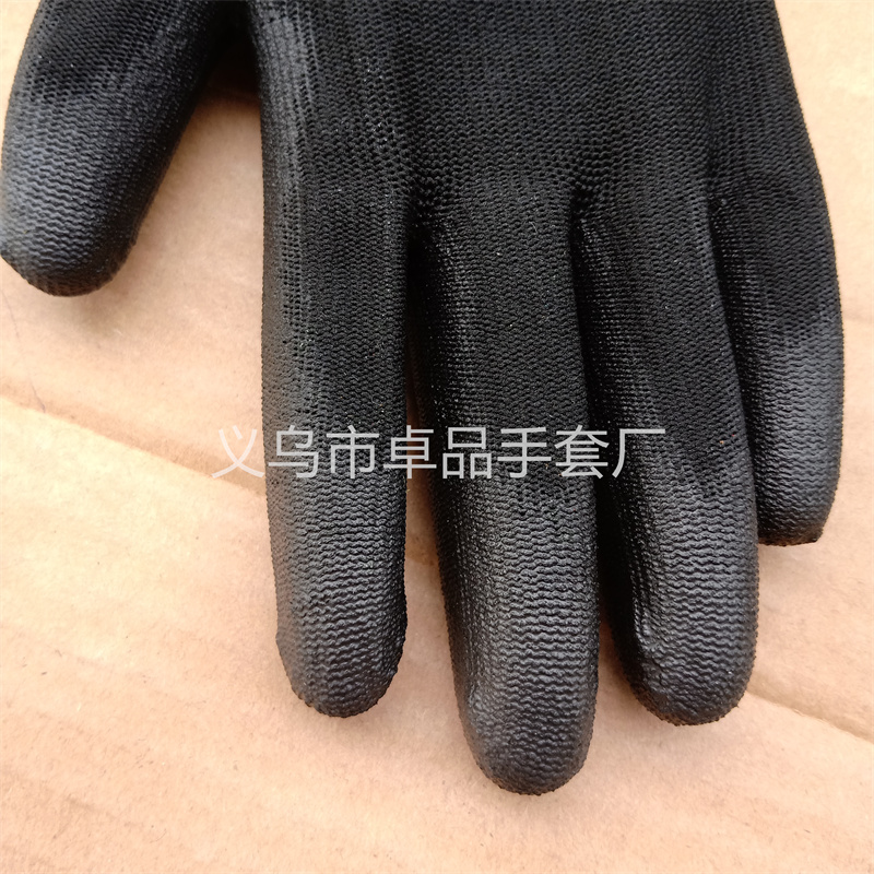 Black PU coated palm gloves, dust-free electronic factory protection, anti-static, breathable, thin coated labor protection gloves pic 6