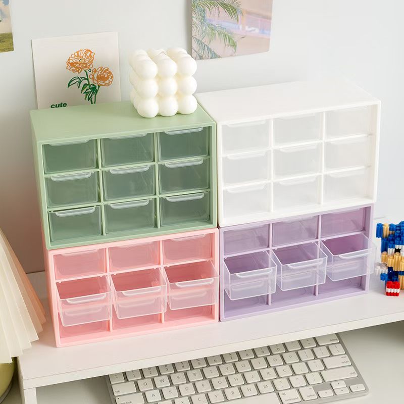 Nine-grid drawer cabinet, office storage, desktop file cabinet, figurine storage box