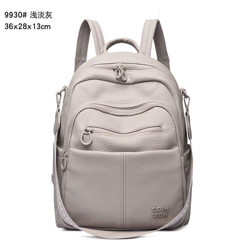 Equipaje de pleufang yilding industria de la bolsa nueva versión coreana de gran capacidad mochila de cuero suave para mujeres al aire libre mochila de ocio Item Picture