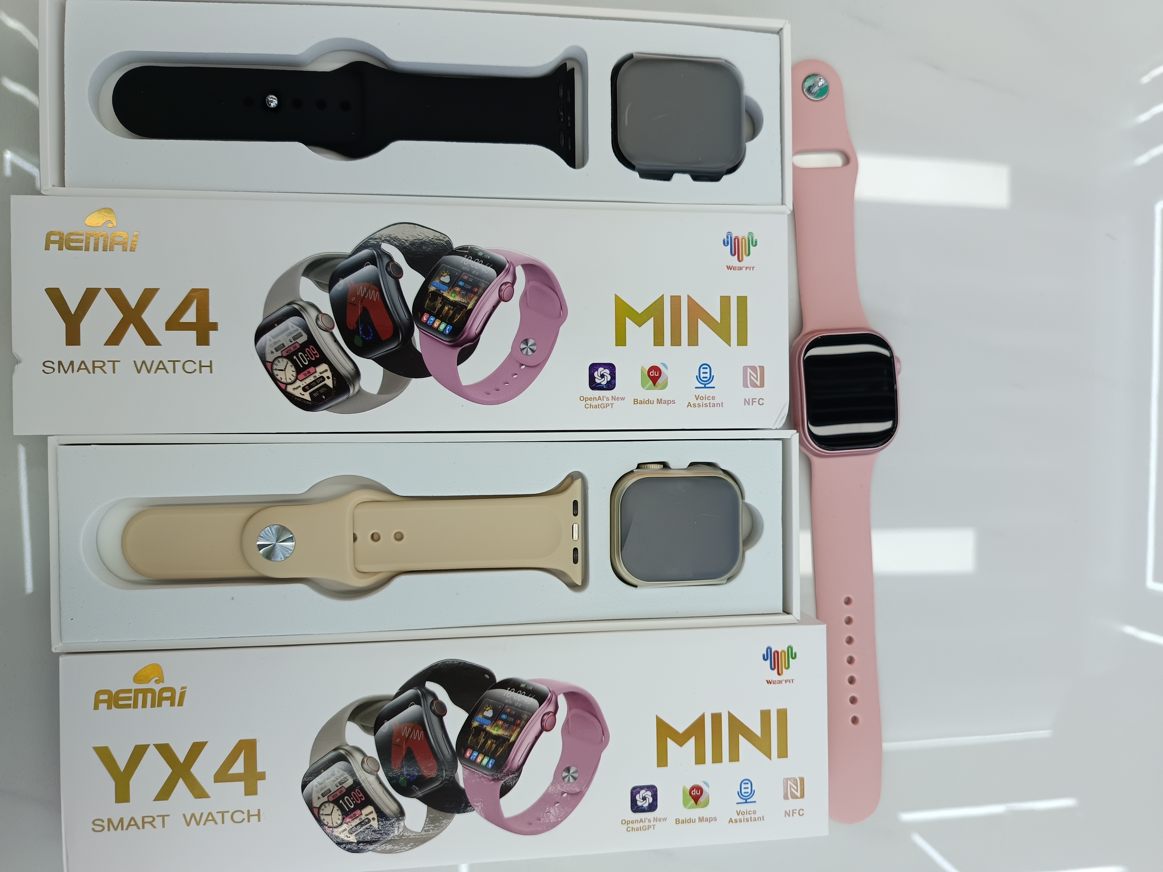 The AEMAI YX4mini smart sports watch features a high-end curved surface with a heart rate monitoring silicone strap for sports and sleep