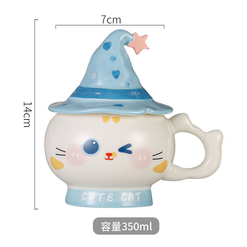Ruijiu 2026 New high Appearance Level cute cat mug, healing magic hat Cup as a gift for female best friends details Picture