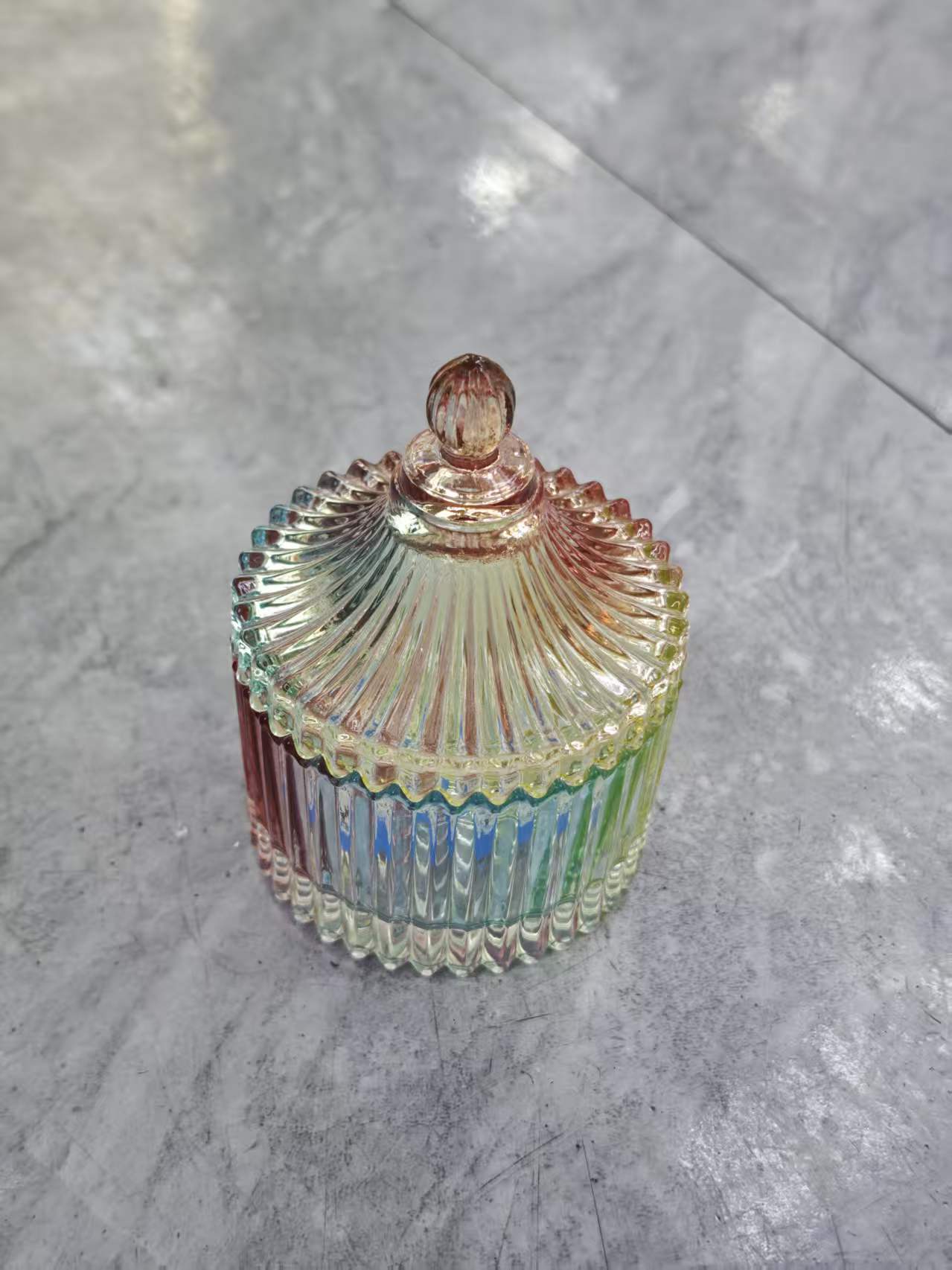 Colorful small yurt glass jar
