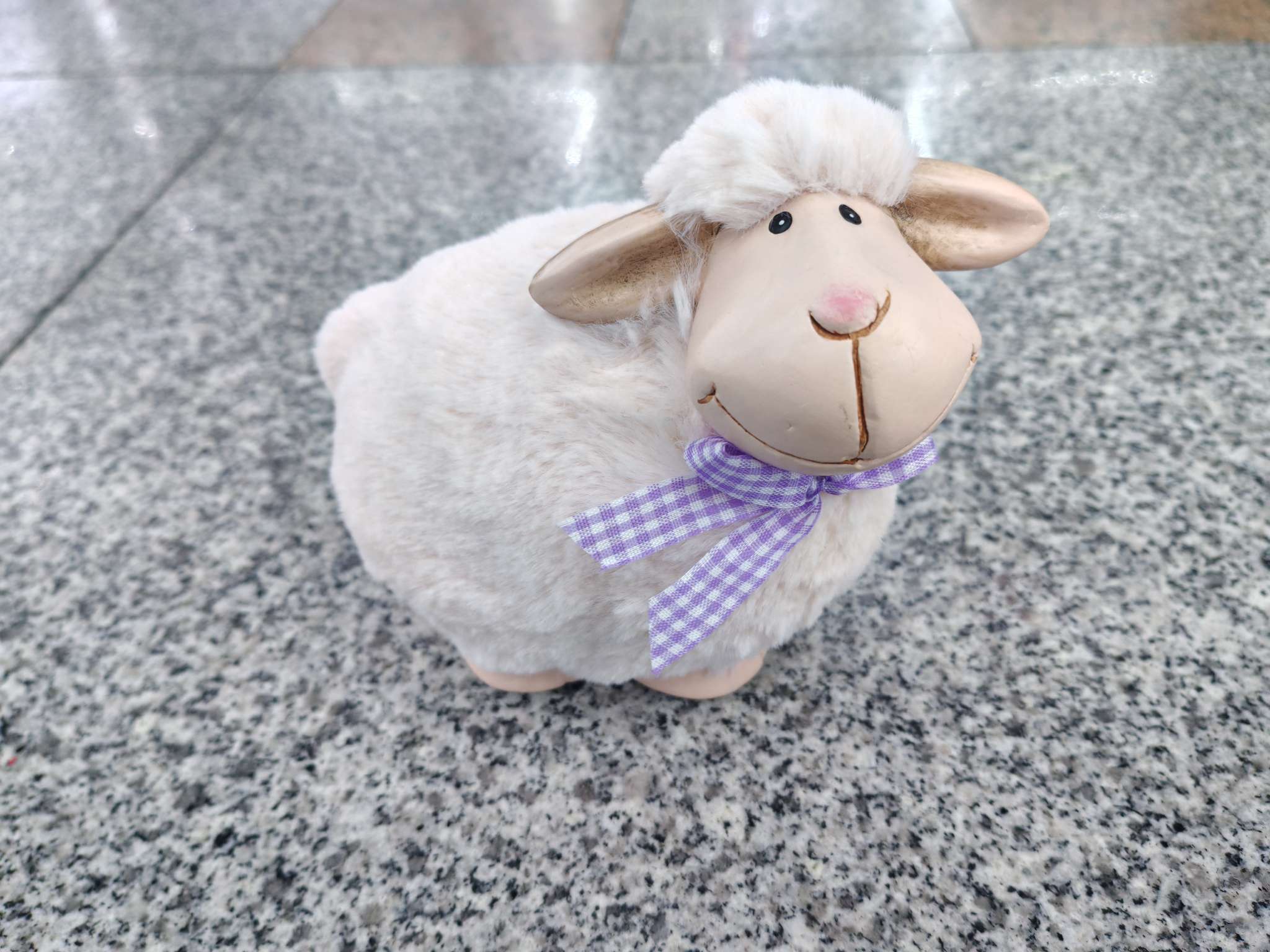 Furry artificial sheep home decoration ornaments, ceramic sheep home decoration items, office decoration items pic 3