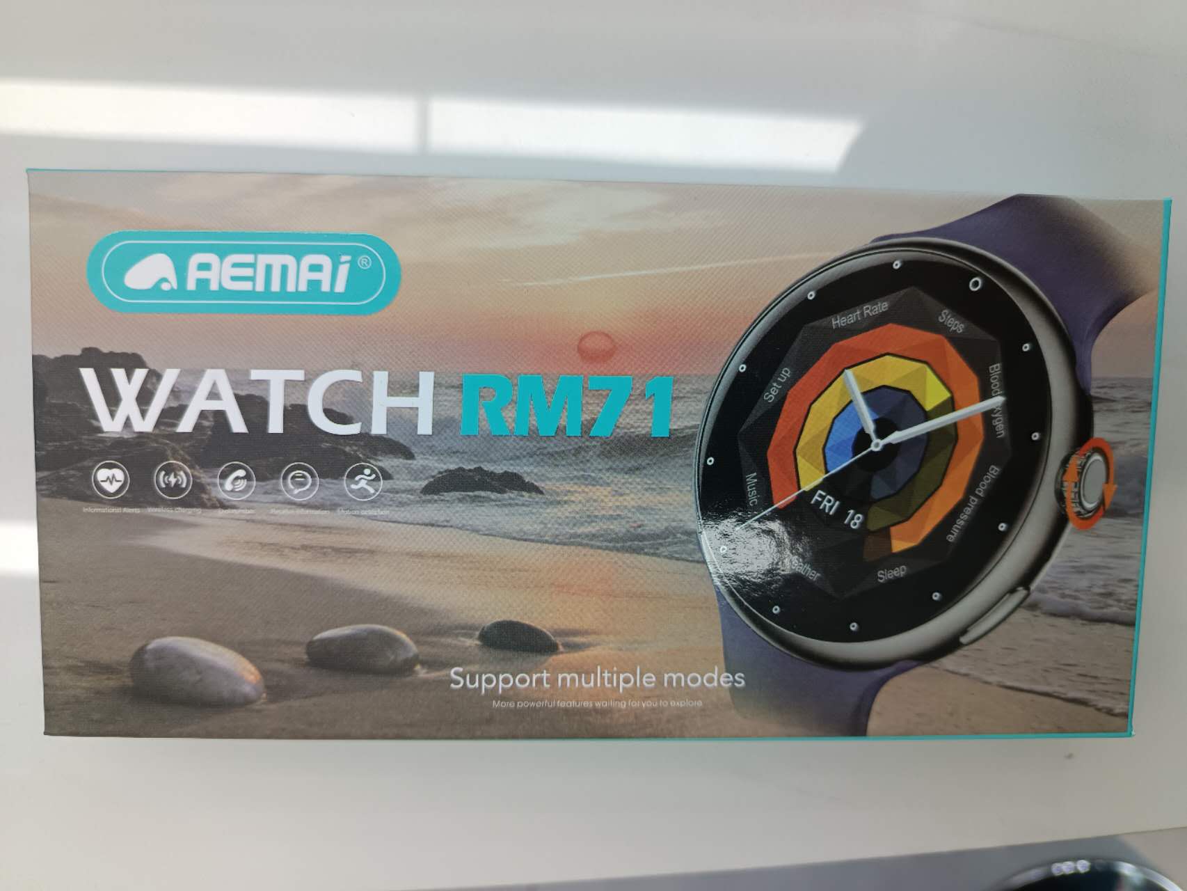 AEMAI RM71智能运动手表曲面高配监测心率运动睡眠硅胶表带