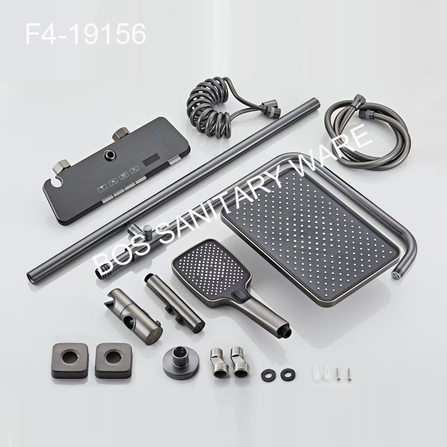 Digital display with light shower head set, gun gray shower head, household constant-temperature bathroom faucet set Application Scenario