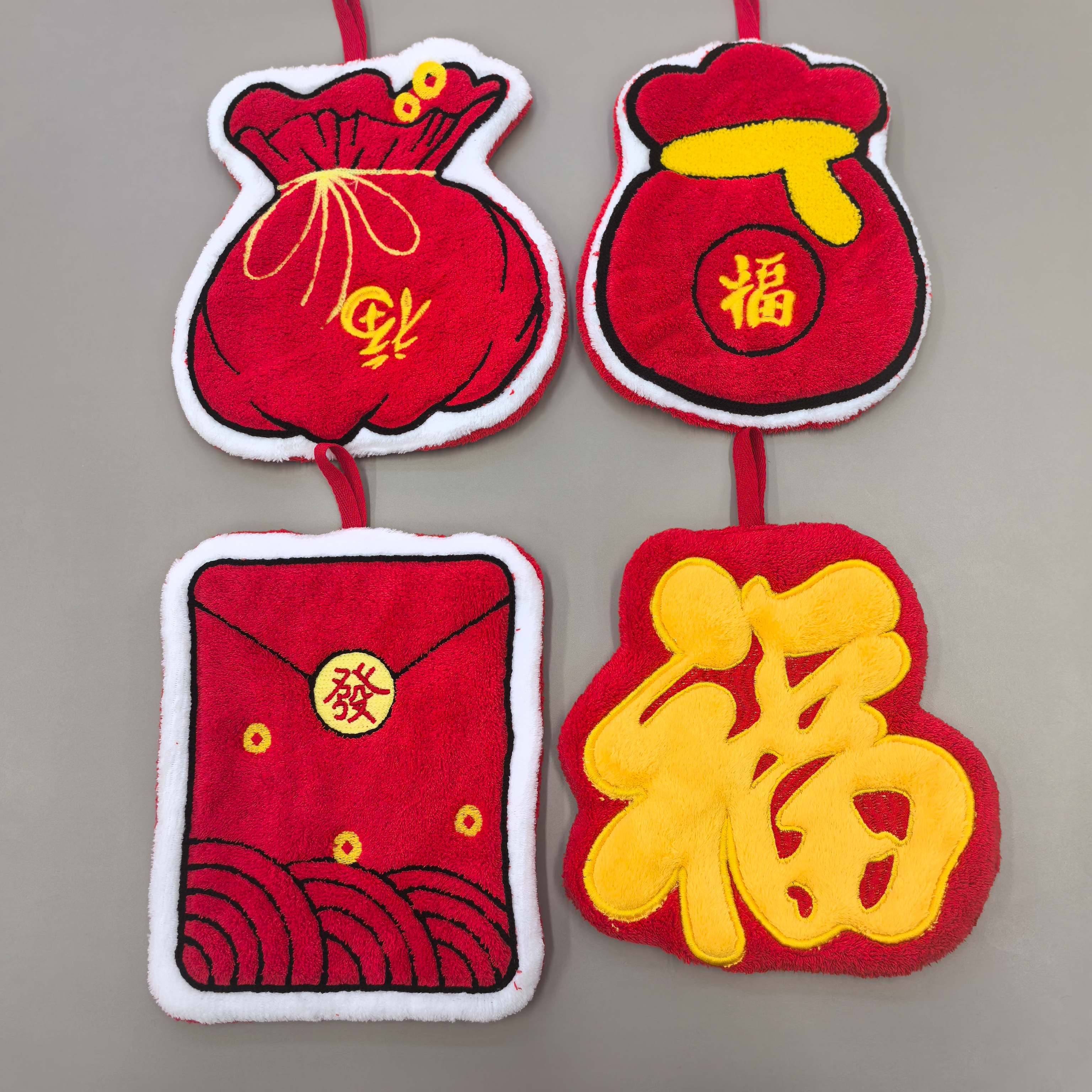 红色福字装饰品马年门挂饰福字对联春联红包擦手巾