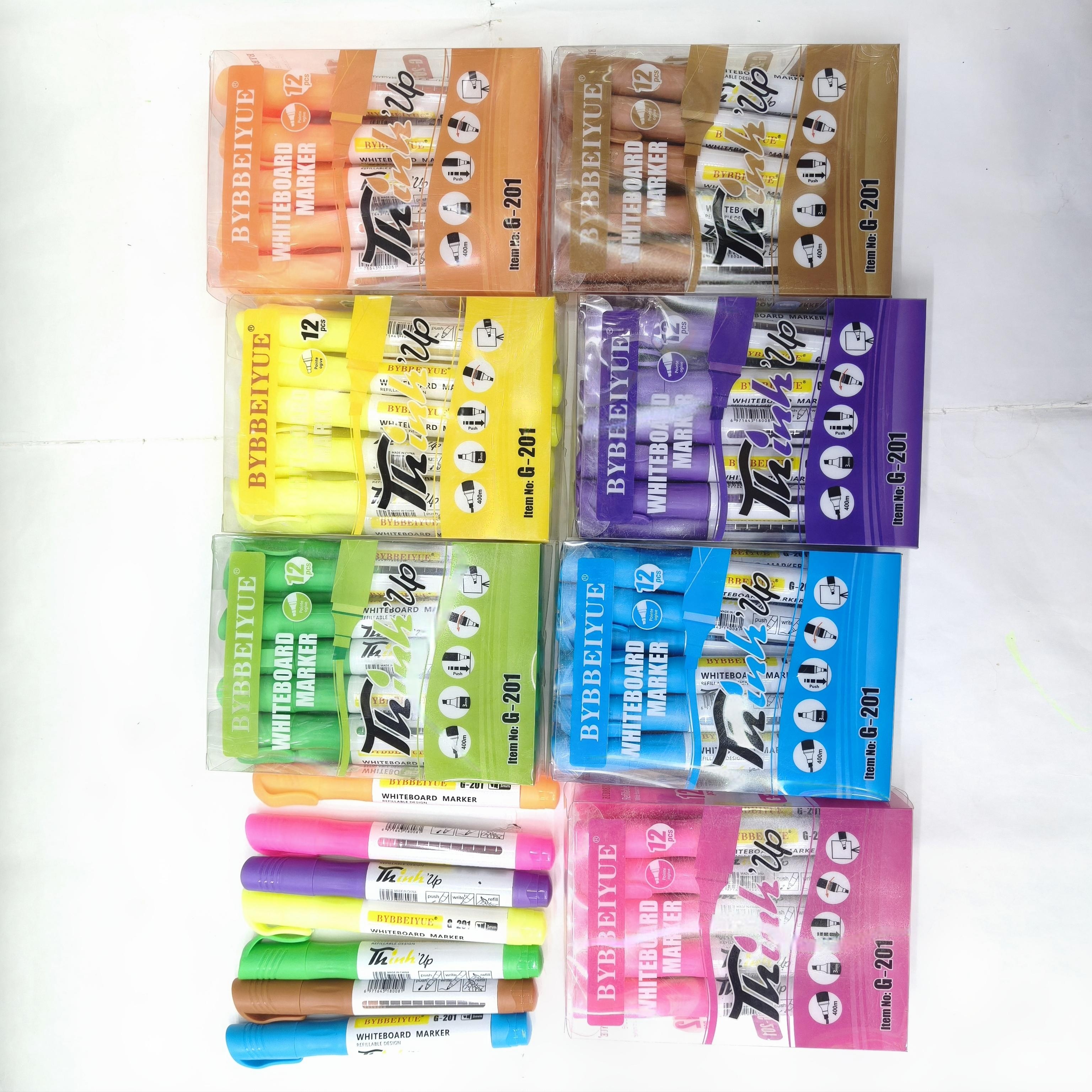 彩色白板笔可换替芯刀头7色多巴胺易写易擦