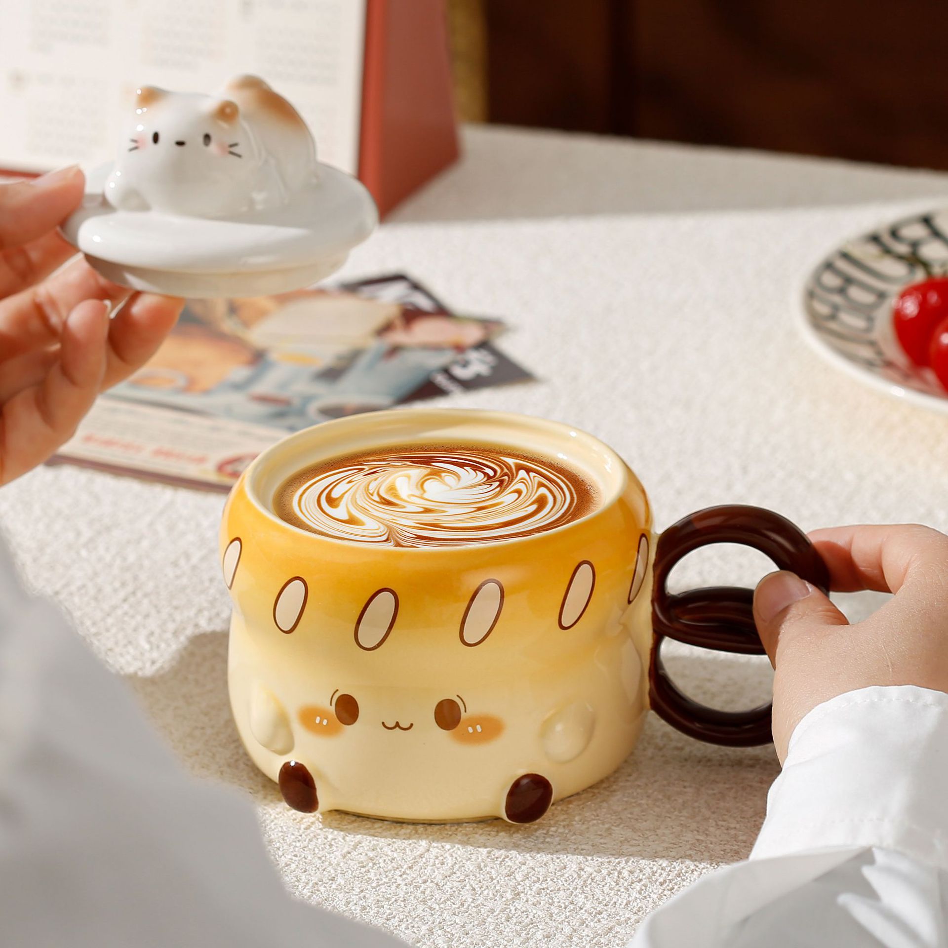 可爱面包猫咪卡通陶瓷杯马克杯喝水杯牛奶杯早餐杯实用礼物伴手礼详情6