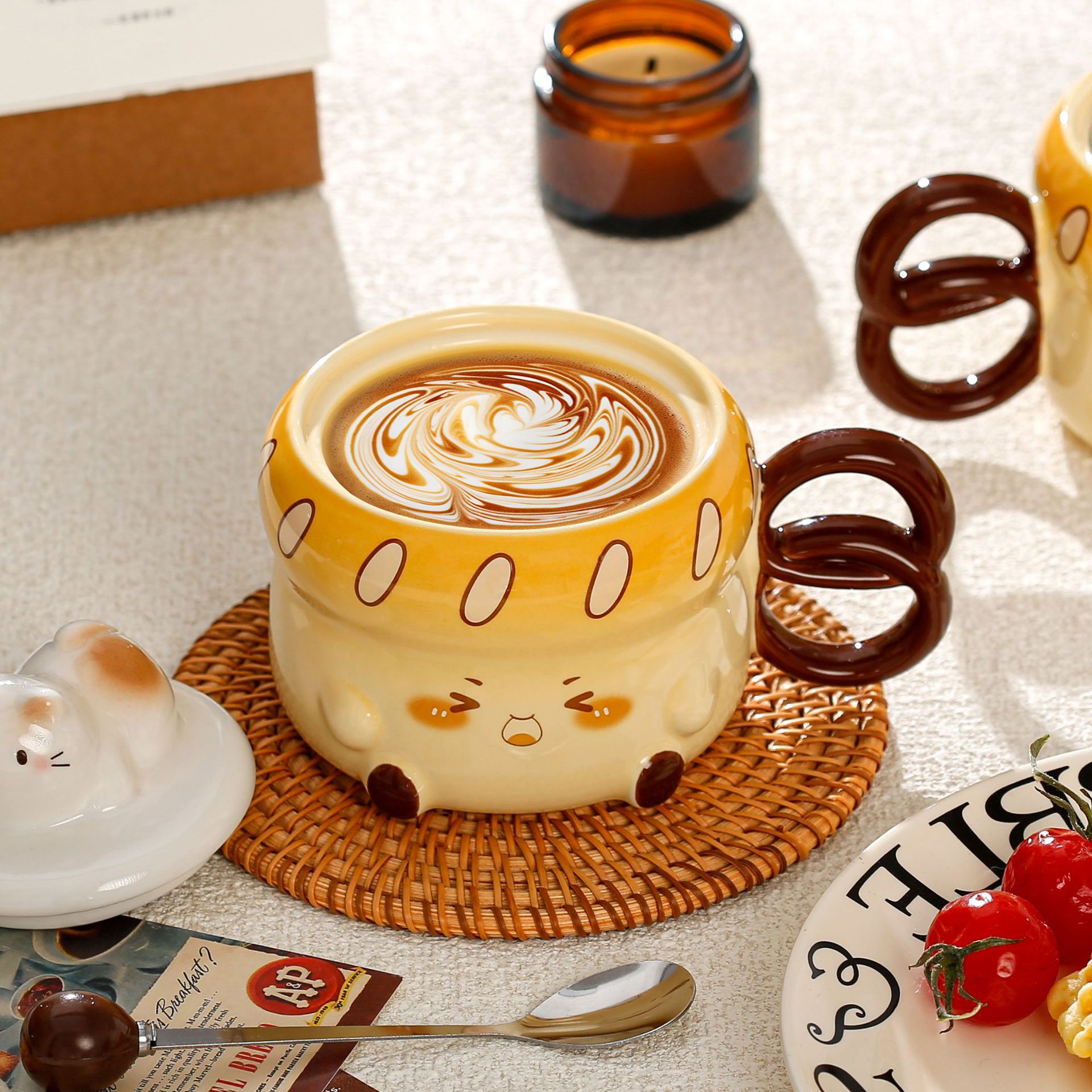 可爱面包猫咪卡通陶瓷杯马克杯喝水杯牛奶杯早餐杯实用礼物伴手礼详情5