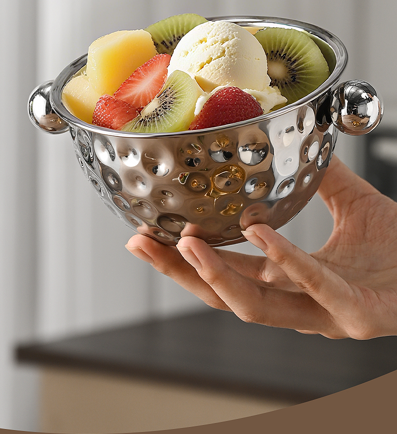 201不锈钢锤纹双耳沙拉盆刨冰盆打蛋盆调料杠汤盆沥水盆 加厚加深详情10