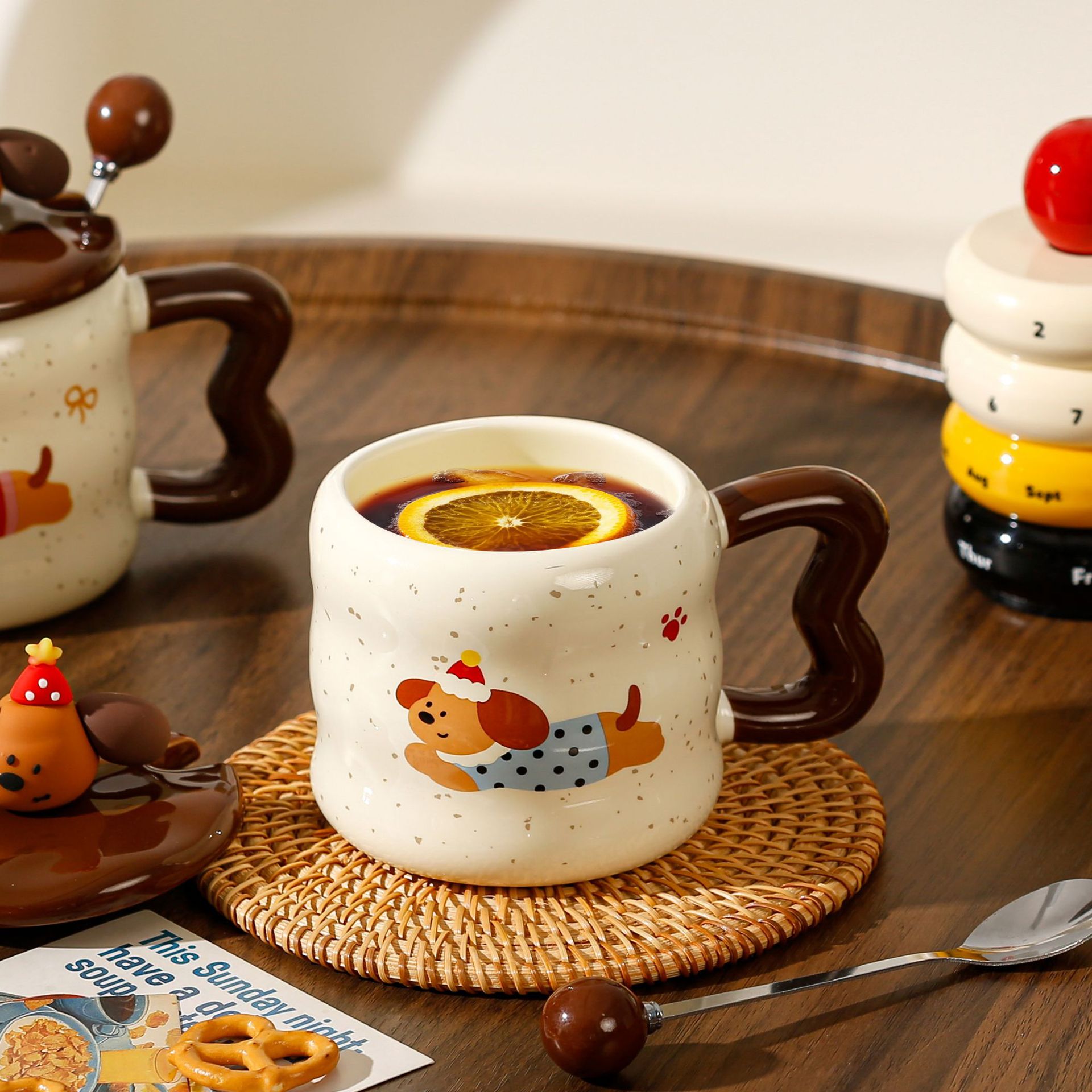 可爱腊肠狗高颜值马克杯陶瓷杯子水杯盖勺可爱礼盒生日创意伴手礼陶瓷马克杯详情7