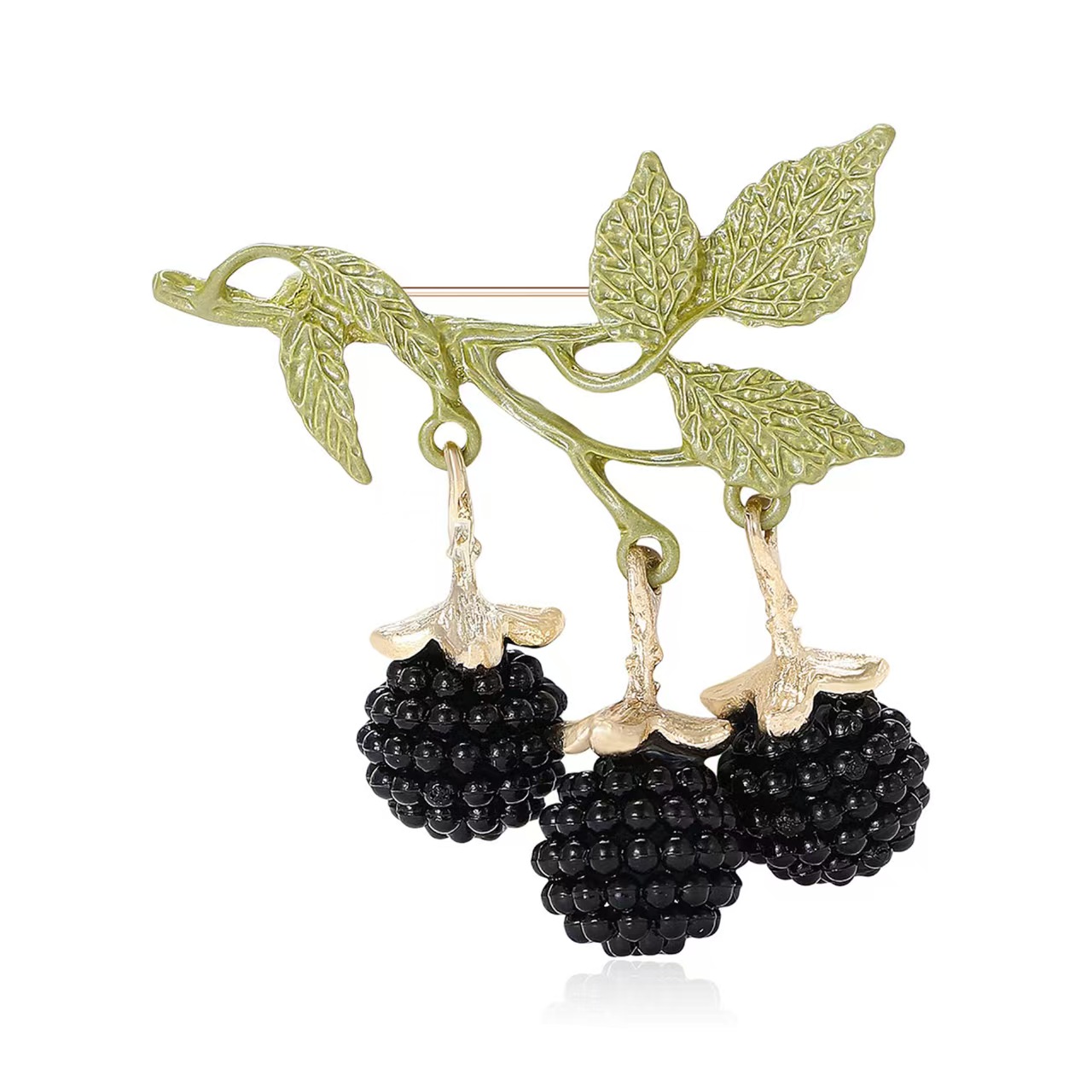 New European and American style cross-border enamel blackberry fruit pendant brooch, fresh suit clothing women's brooch accessory pin Specification image