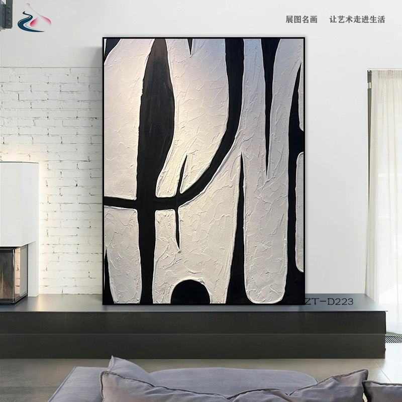 现代意式极简抽象艺术画作客厅装饰画农村别墅装饰画油画