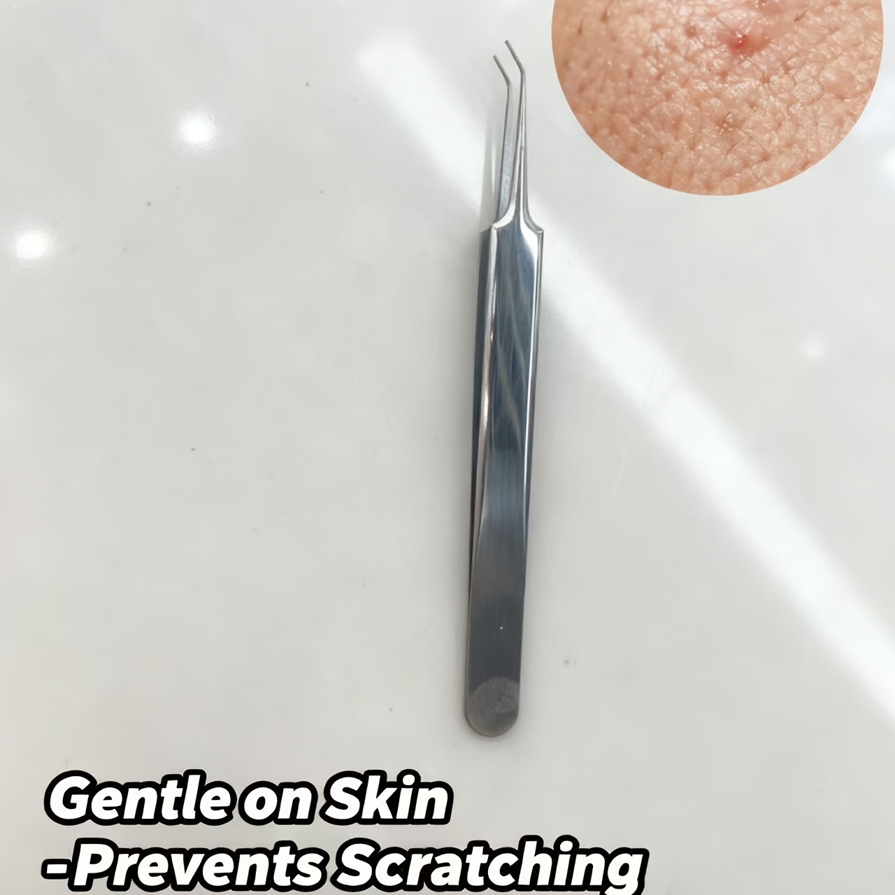 不锈钢黑头夹粉刺针套装 去黑头镊子精准夹取闭口痘痘脂肪粒 美容院专用挑痘工具 家用脸部清洁神器 防滑设计不伤肌肤