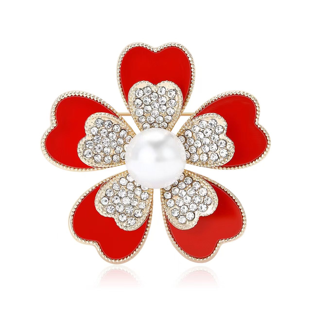New fashionable and simple board five-leaf flower brooch, high-end and fashionable women's clothing brooch accessory pin Specification image