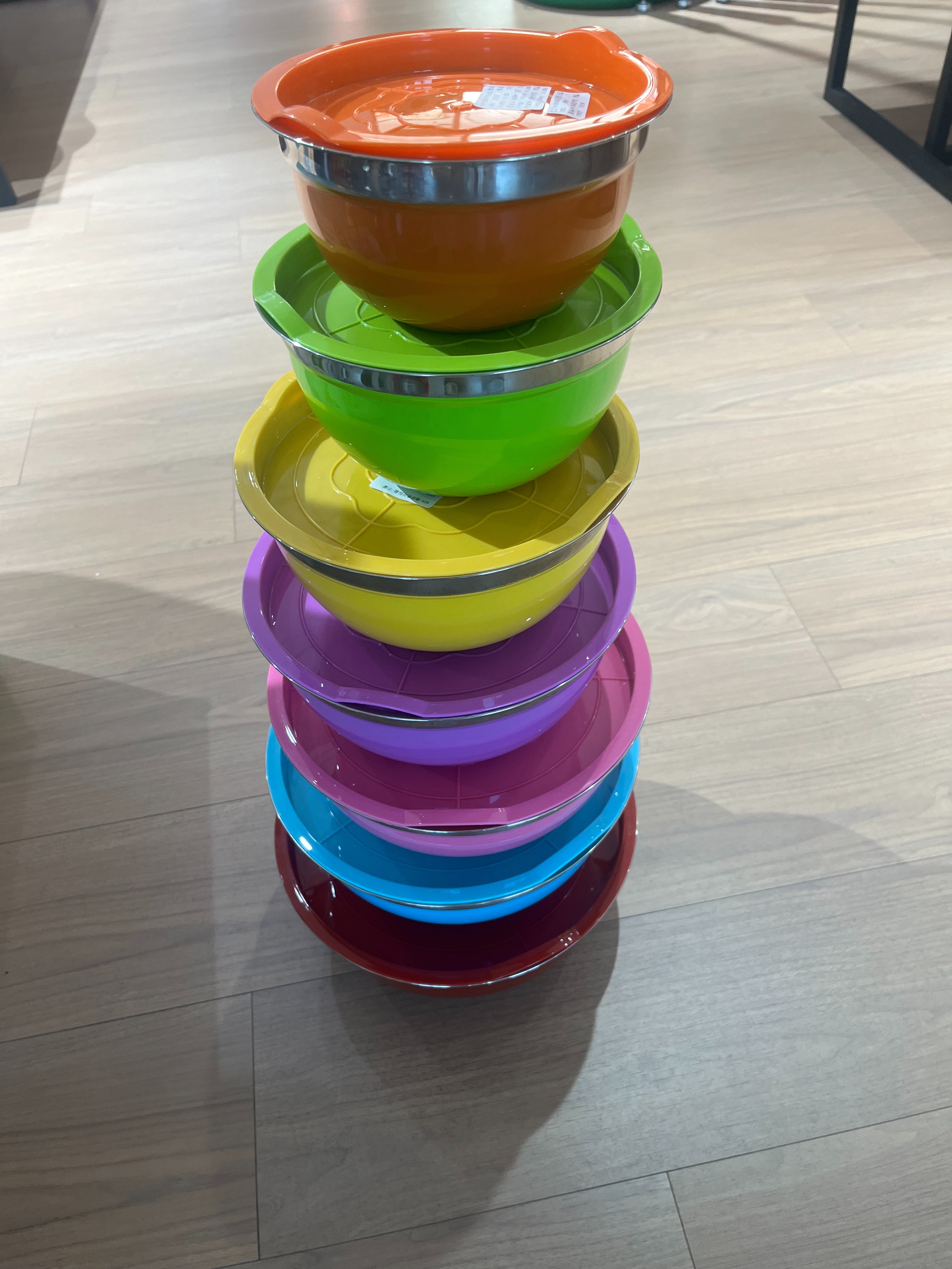 Color stainless steel salad basin set, 18-30 cm