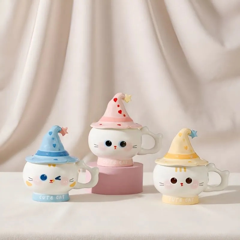 Ruijiu 2026 New high Appearance Level cute cat mug, healing magic hat Cup as a gift for female best friends detail image 2