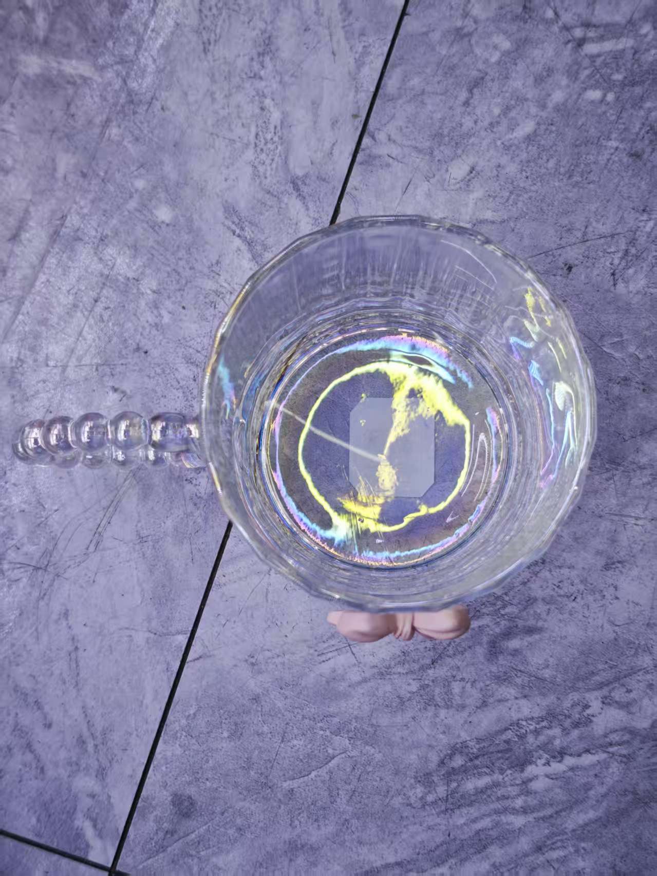 Pink bow, transparent glass cup, water cup, gift glass tea cup Specification image