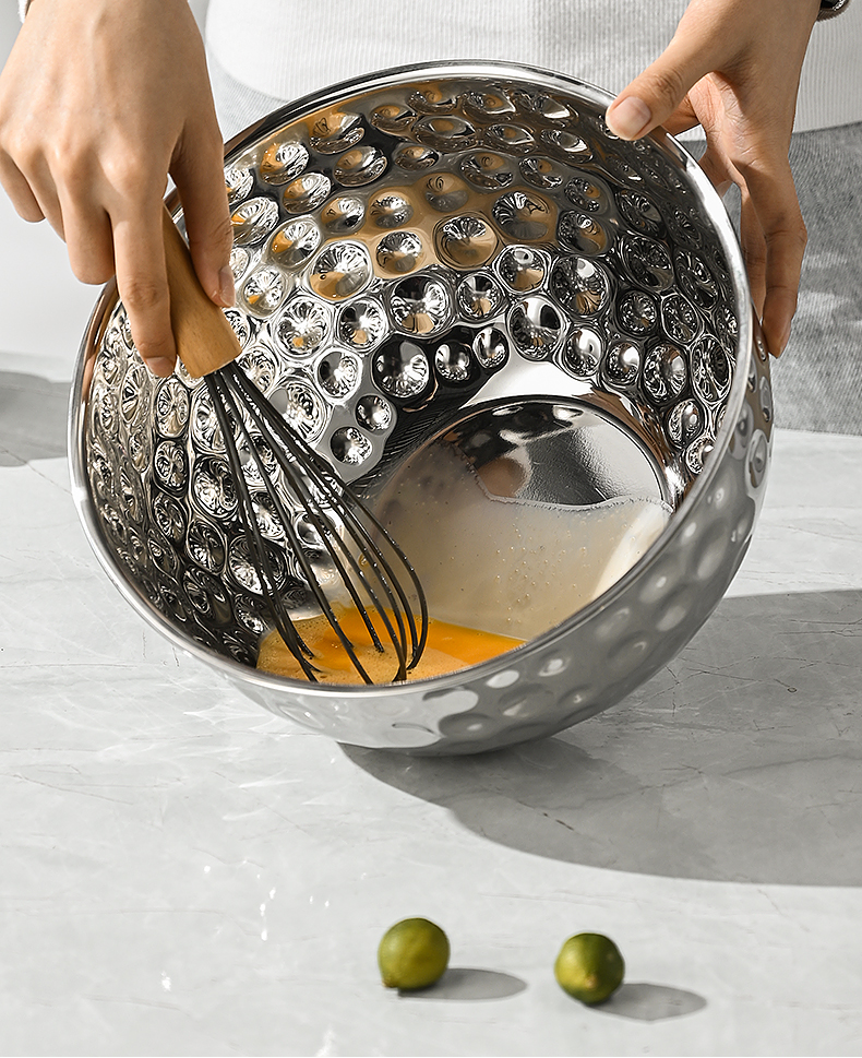 201不锈钢锤纹沙拉盆刨冰盆打蛋盆调料杠汤盆沥水盆 加厚加深详情7