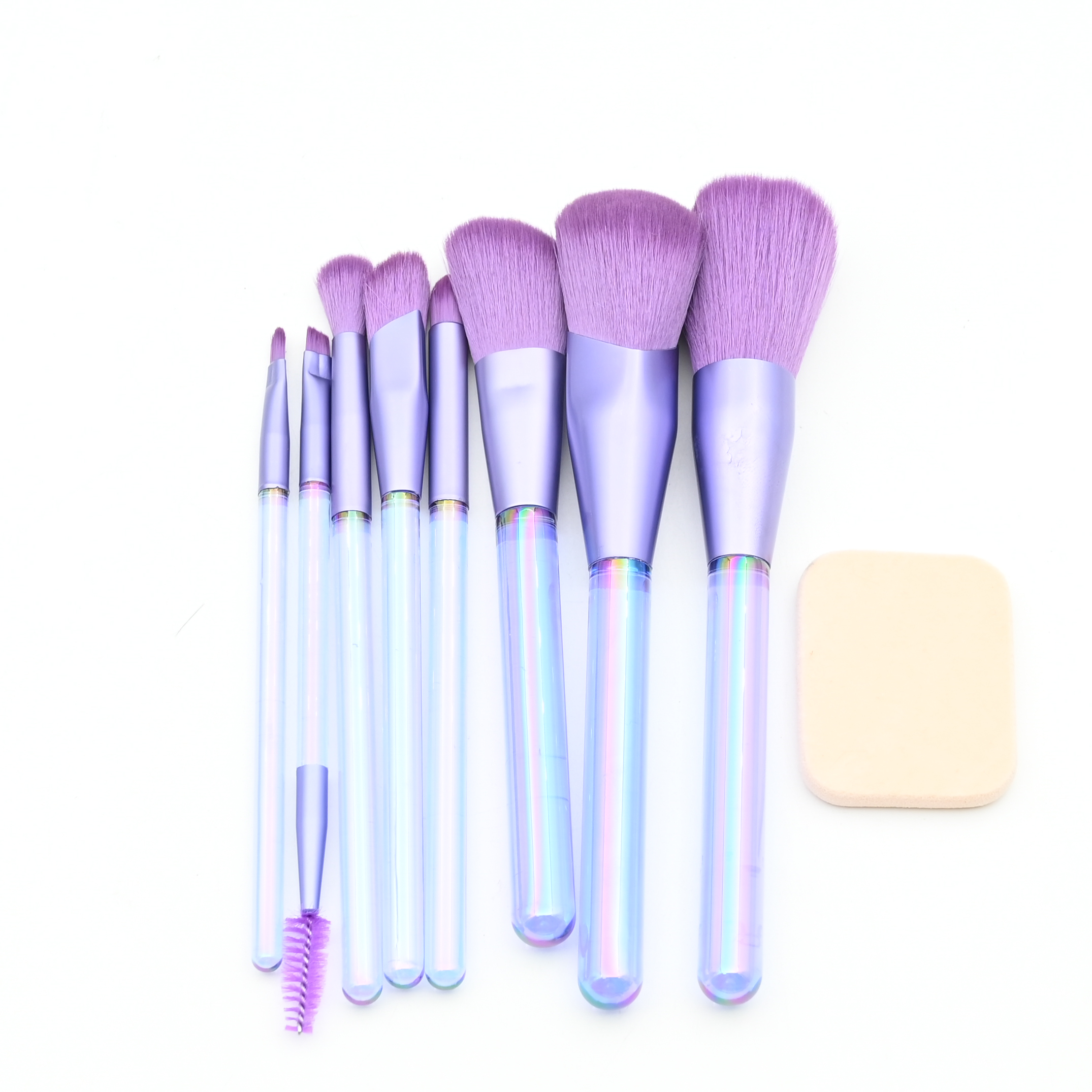Romance 10 Colorful Handle Brushes + Powder puff + storage bag Specification image