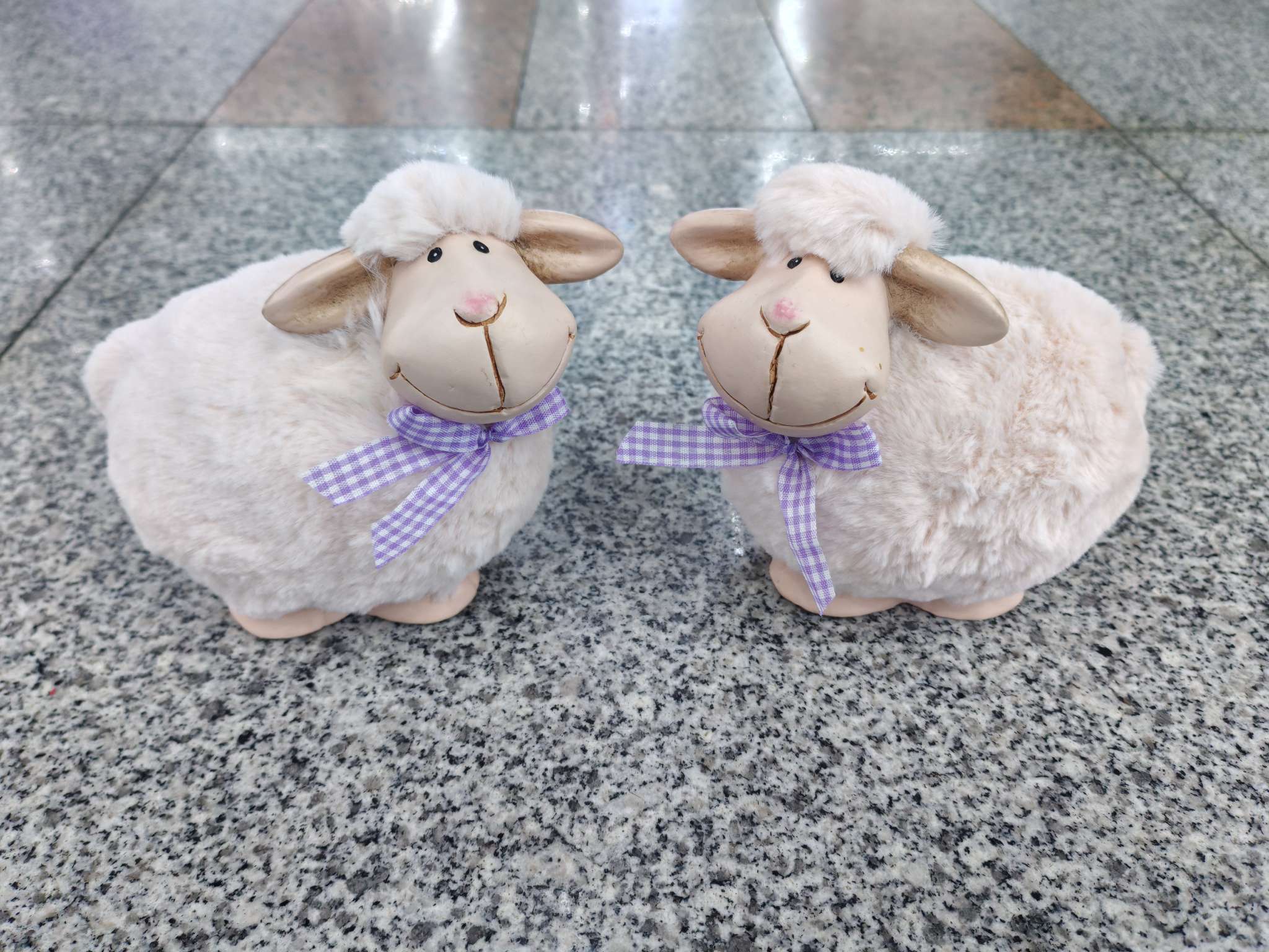 Furry artificial sheep home decoration ornaments, ceramic sheep home decoration items, office decoration items