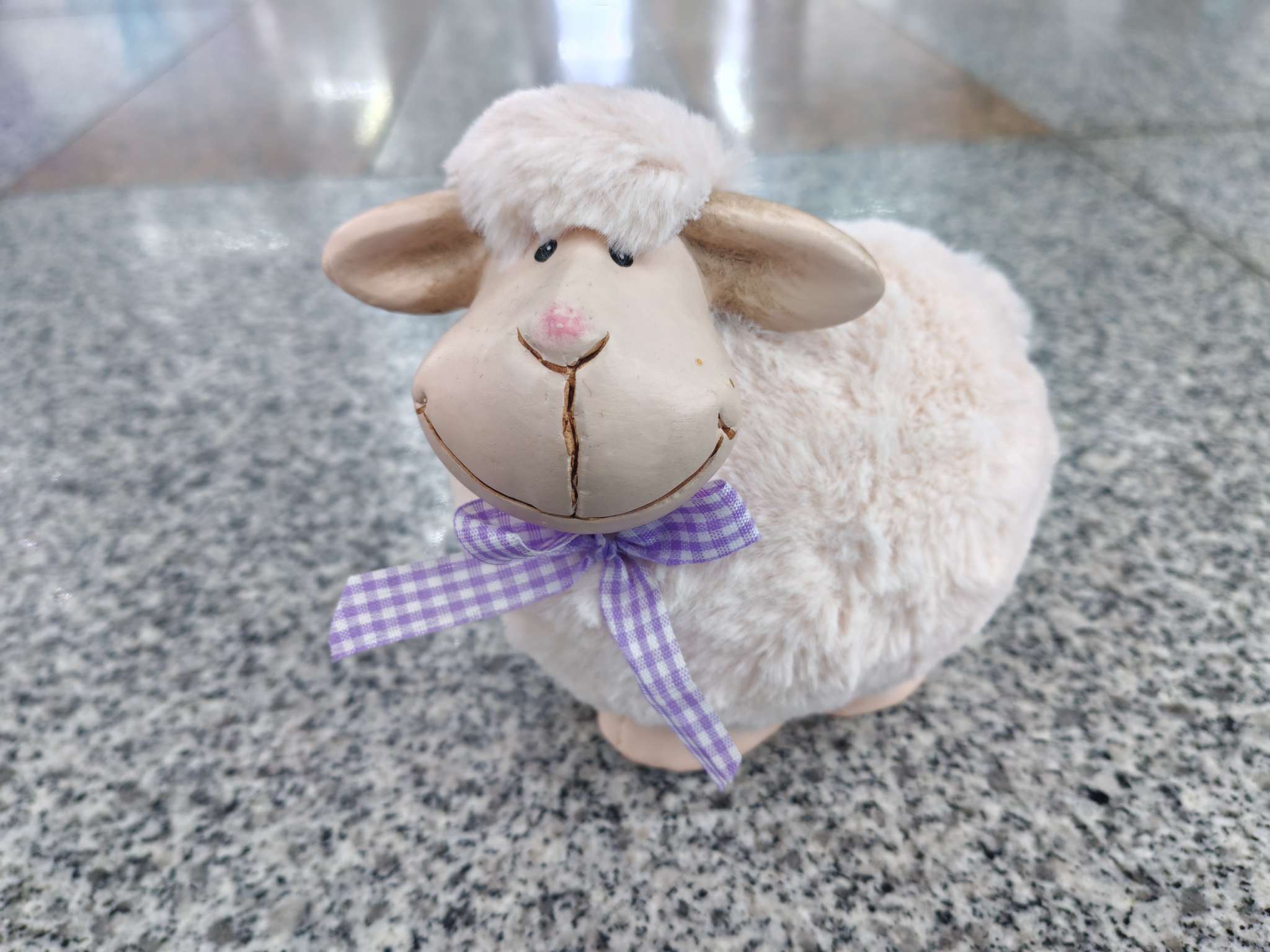 Furry artificial sheep home decoration ornaments, ceramic sheep home decoration items, office decoration items pic 4