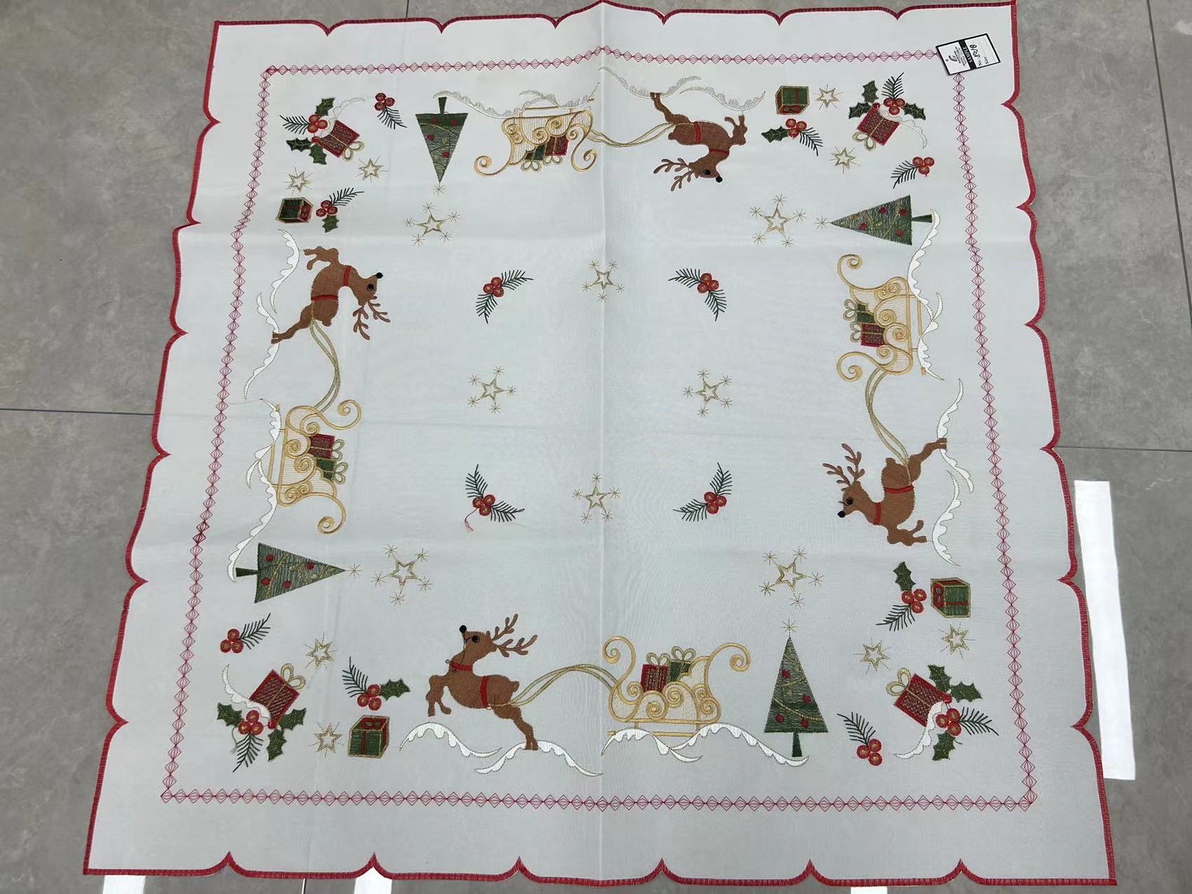 Polyester embroidered tablecloth Christmas tree table flag Specification image