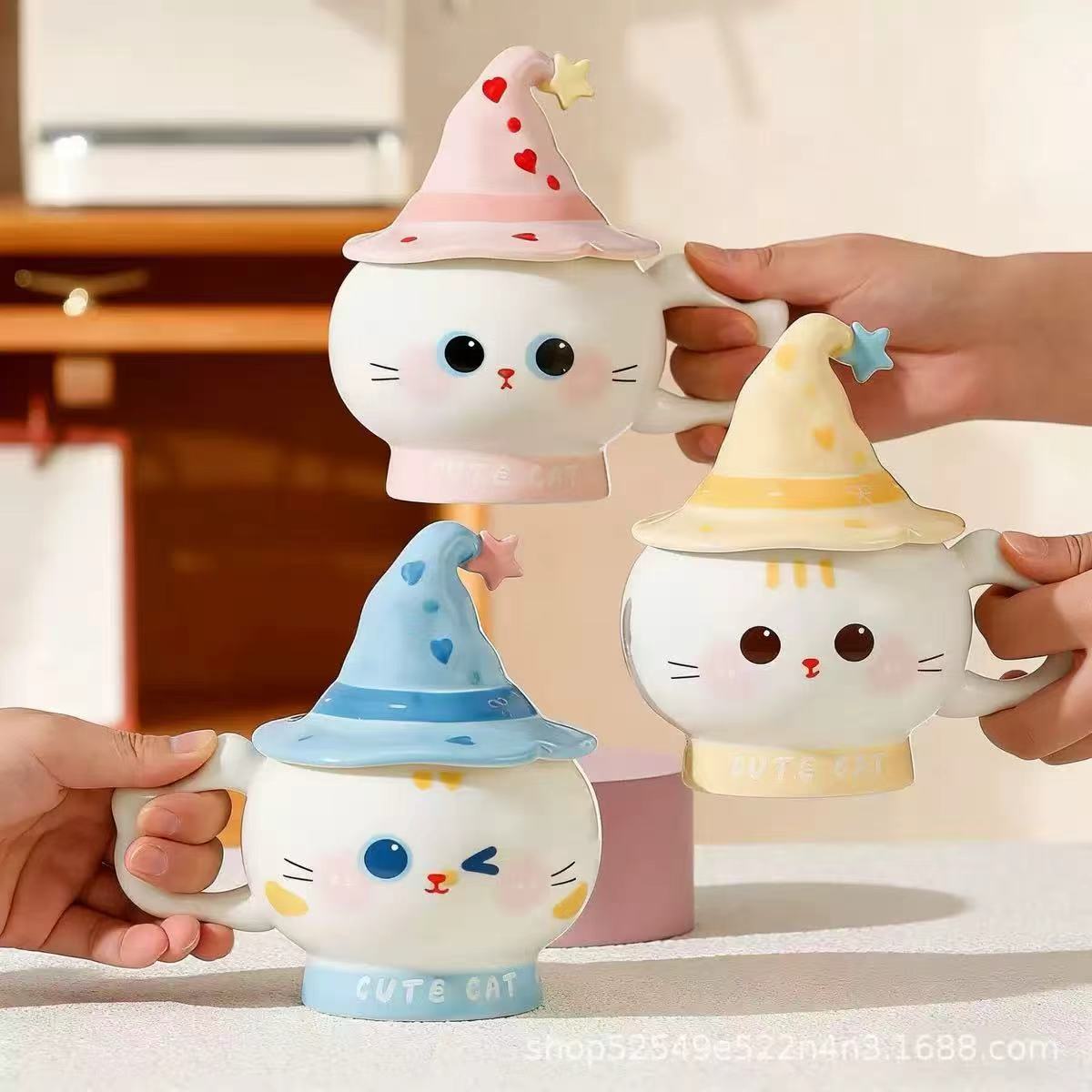 Ruijiu 2026 New high Appearance Level cute cat mug, healing magic hat Cup as a gift for female best friends detail image 1