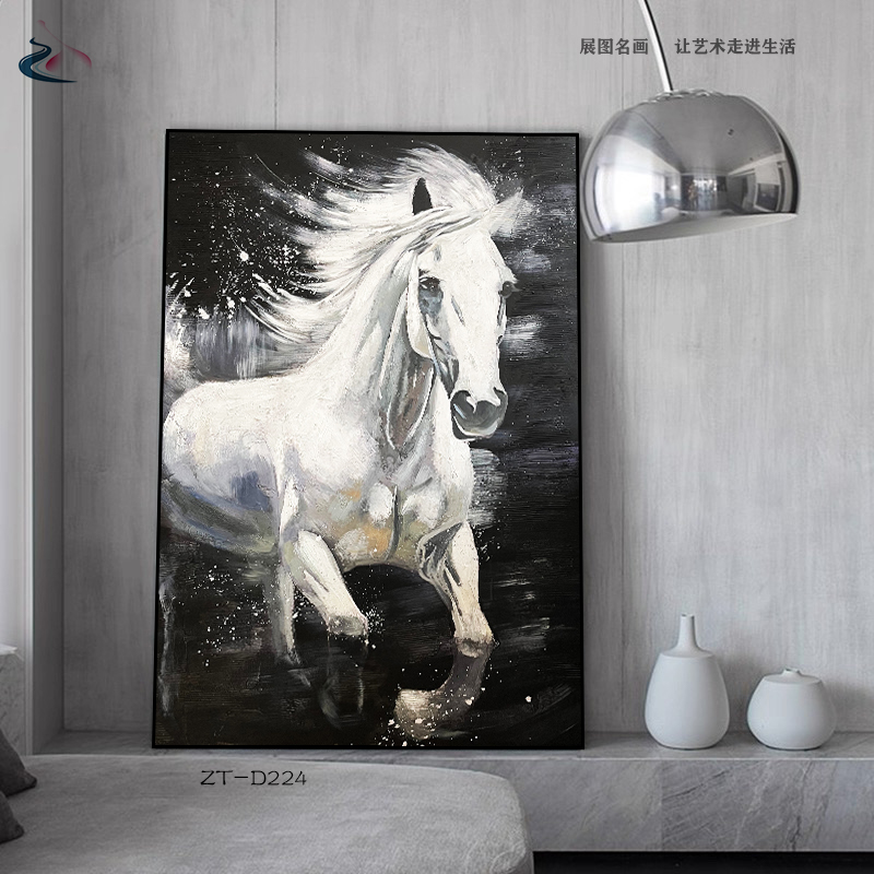 艺术画纯手绘油画马到成功丙烯浮雕油画客厅画农村客厅装饰画房间画