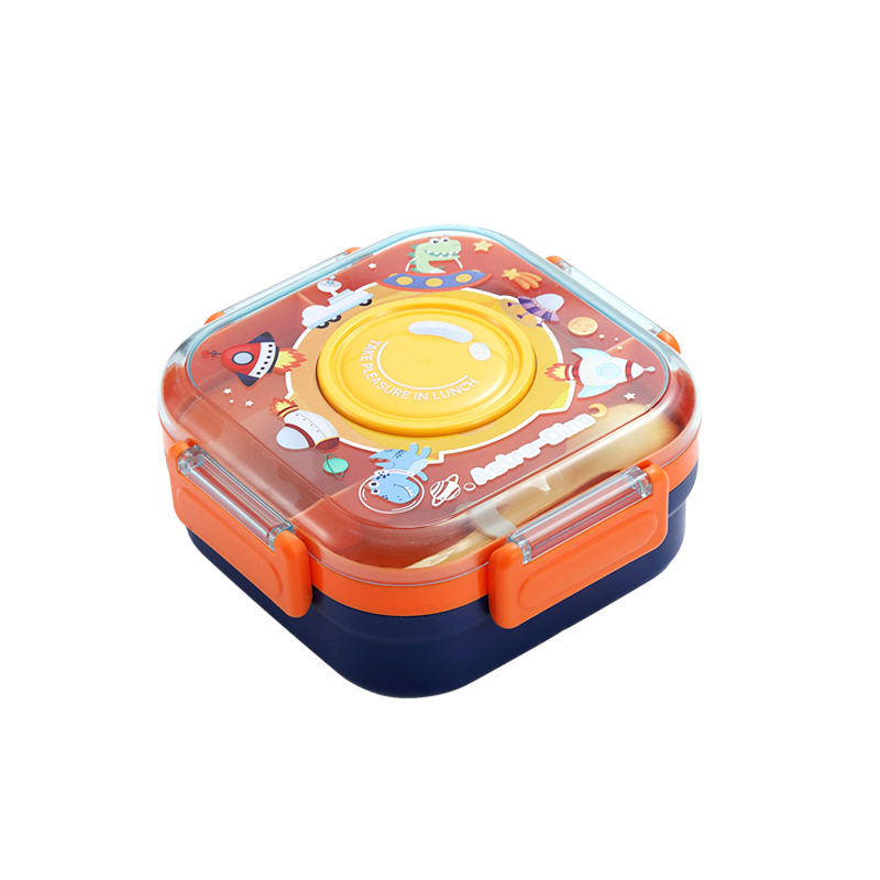 卡通汽车城堡分格便当盒 带独立汤碗 食品级 PP 材质 便携学生儿童保温饭盒详情2
