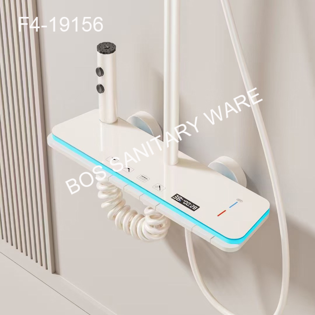 Digital display with light shower head set, gun gray shower head, household constant-temperature bathroom faucet set details Picture