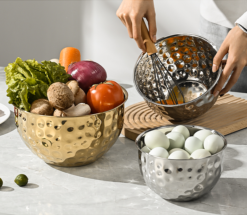 201不锈钢锤纹沙拉盆刨冰盆打蛋盆调料杠汤盆沥水盆 加厚加深详情22