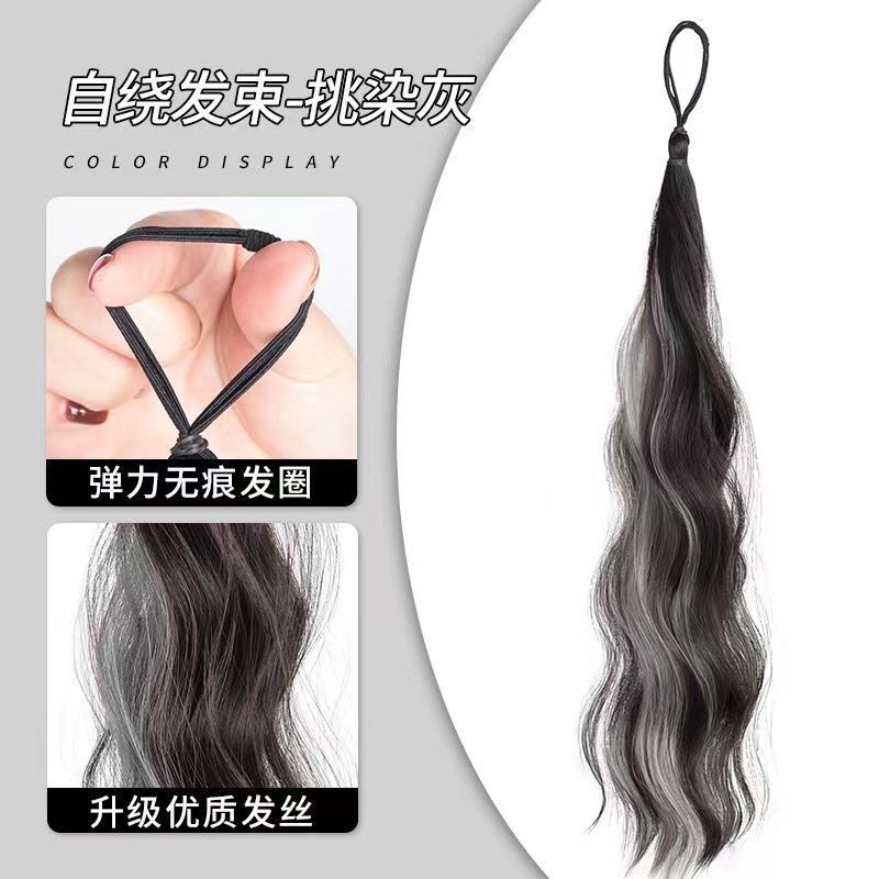 Self-winding hair bun, false hair band, realistic hair flower bud, natural and fluffy hair bun, a seamless false hair bag detail image 8