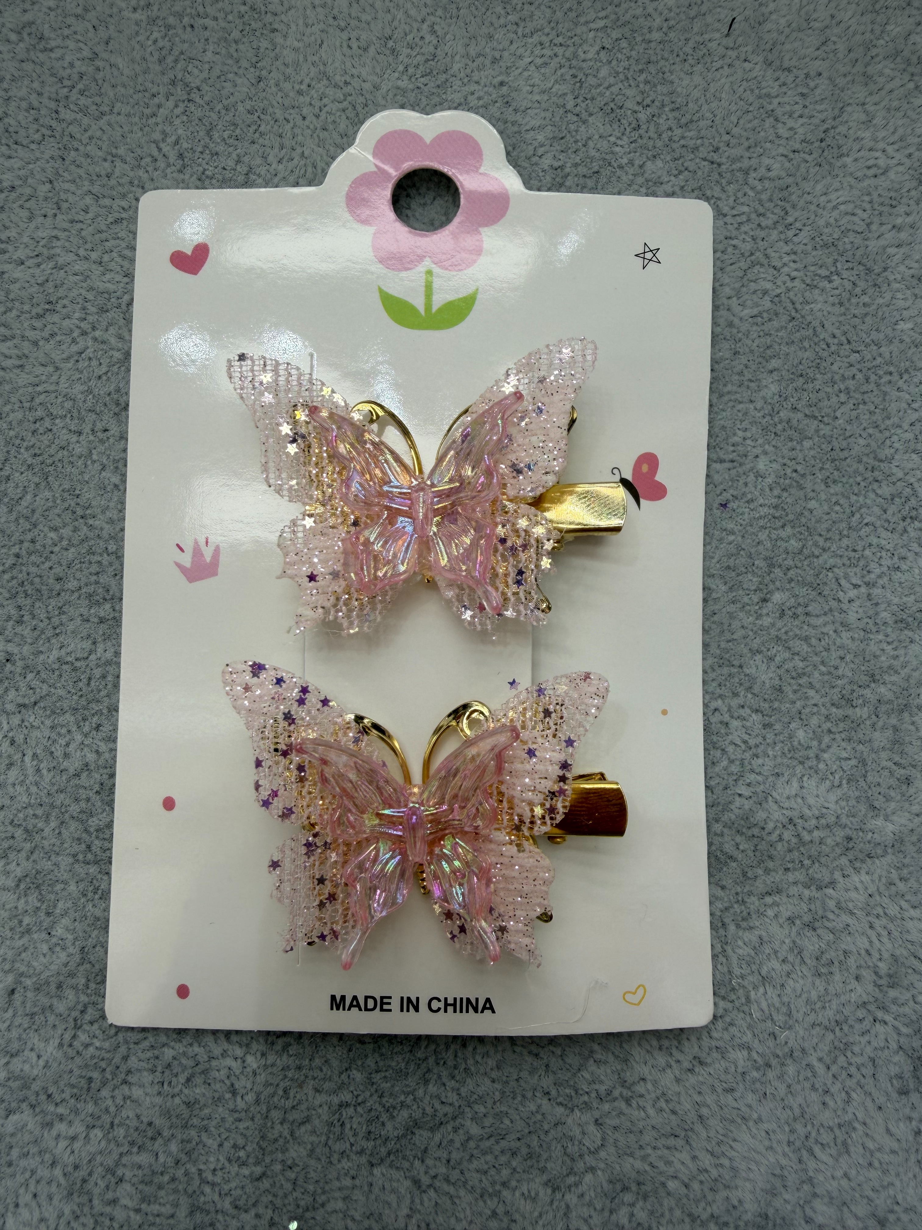 Pink butterfly hairpins are cute and fashionable hair accessories. They are simple Korean style daily headwear for female students Specification image