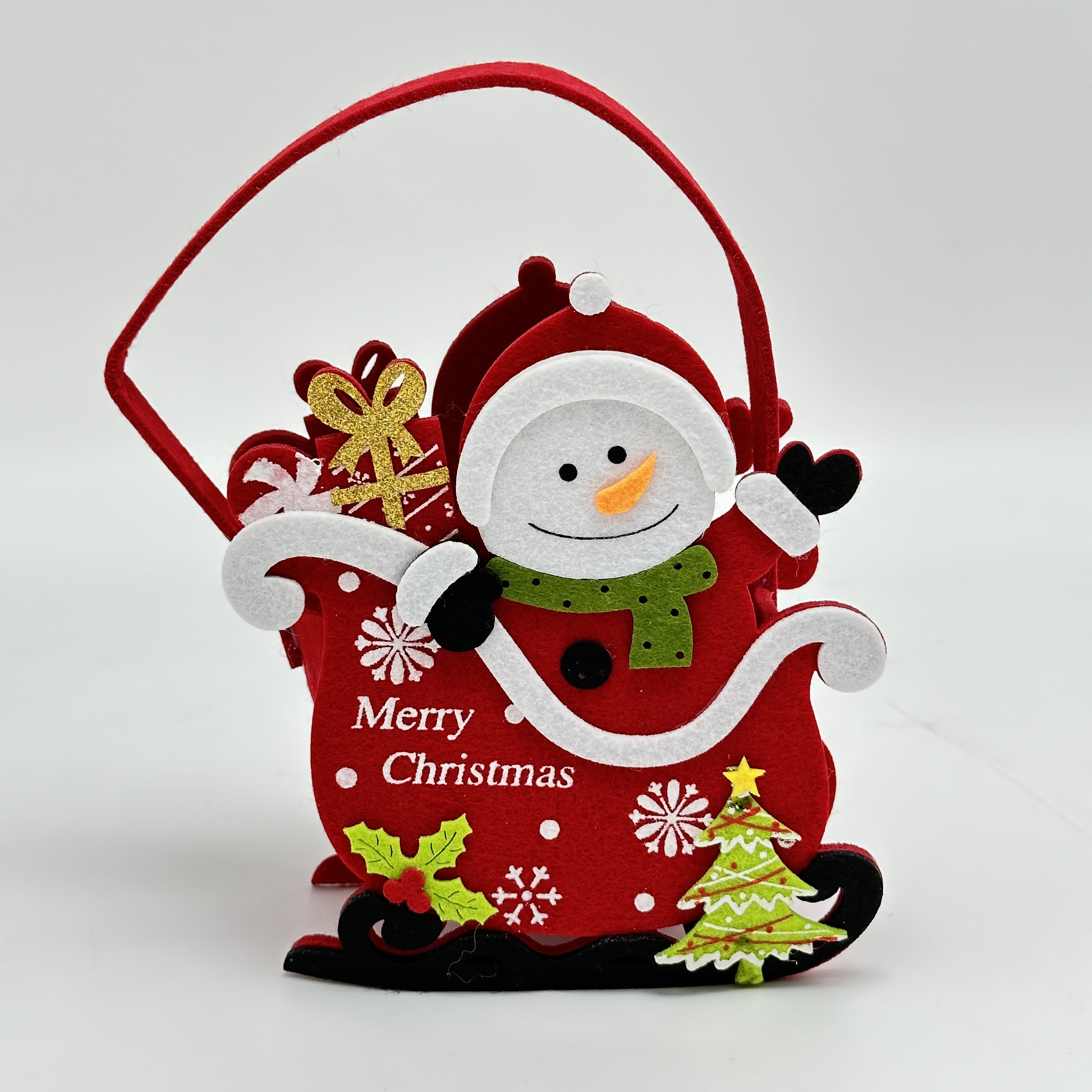 圣诞礼品袋糖果巧克力袋子毛毡包圣诞老人雪人鹿熊细节图