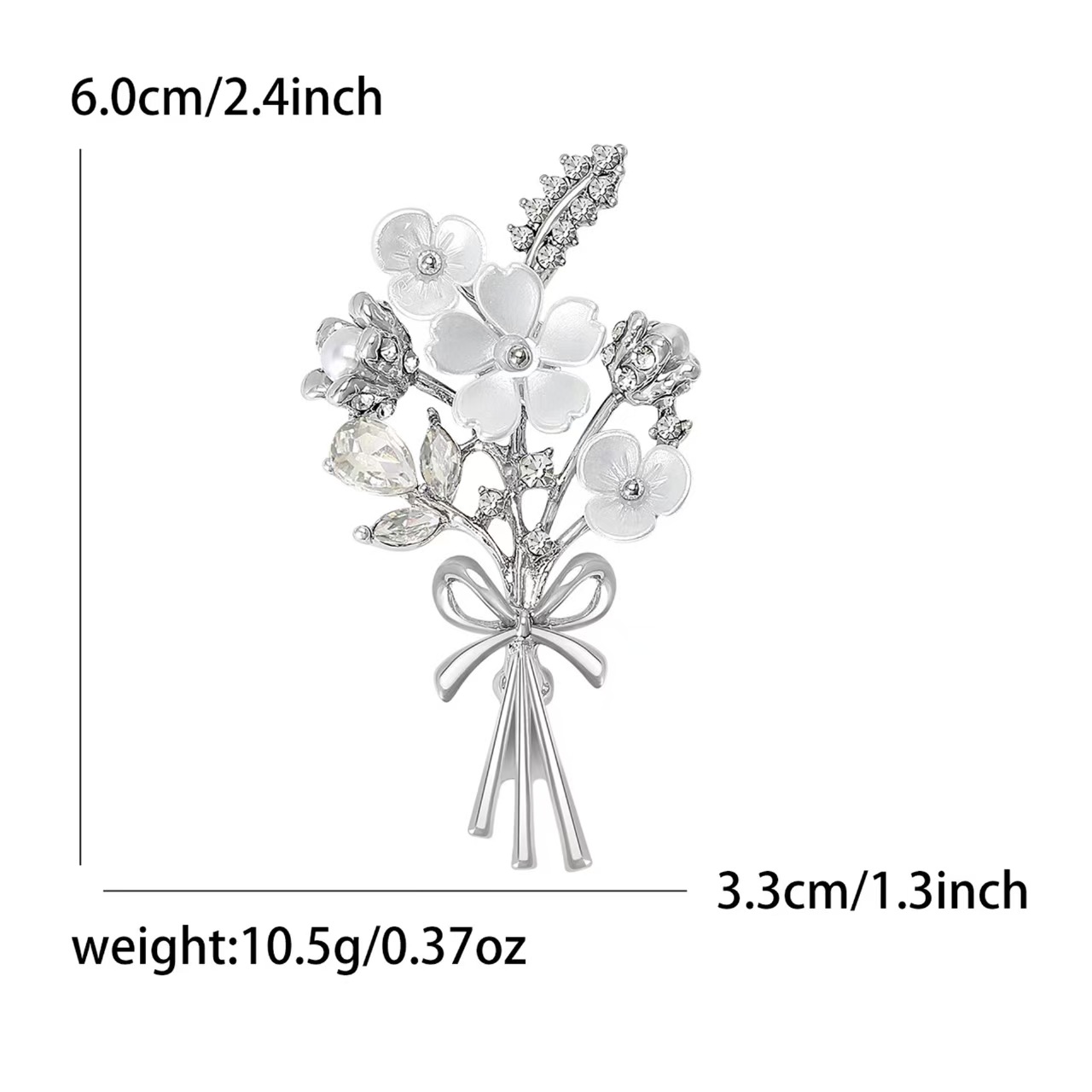 High-end and light luxury plum blossom bouquet alloy rhinestone brooch, elegant and refined women's clothing brooch accessory pin Specification image