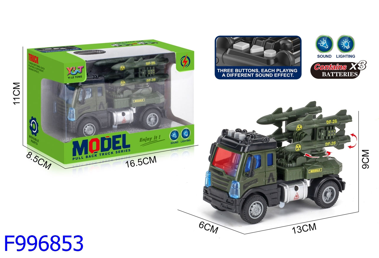 2026大河马玩具新品儿童灯光声音回力军事导弹车开窗盒装外销爆款亚马逊TIKTOK热卖玩具F996860