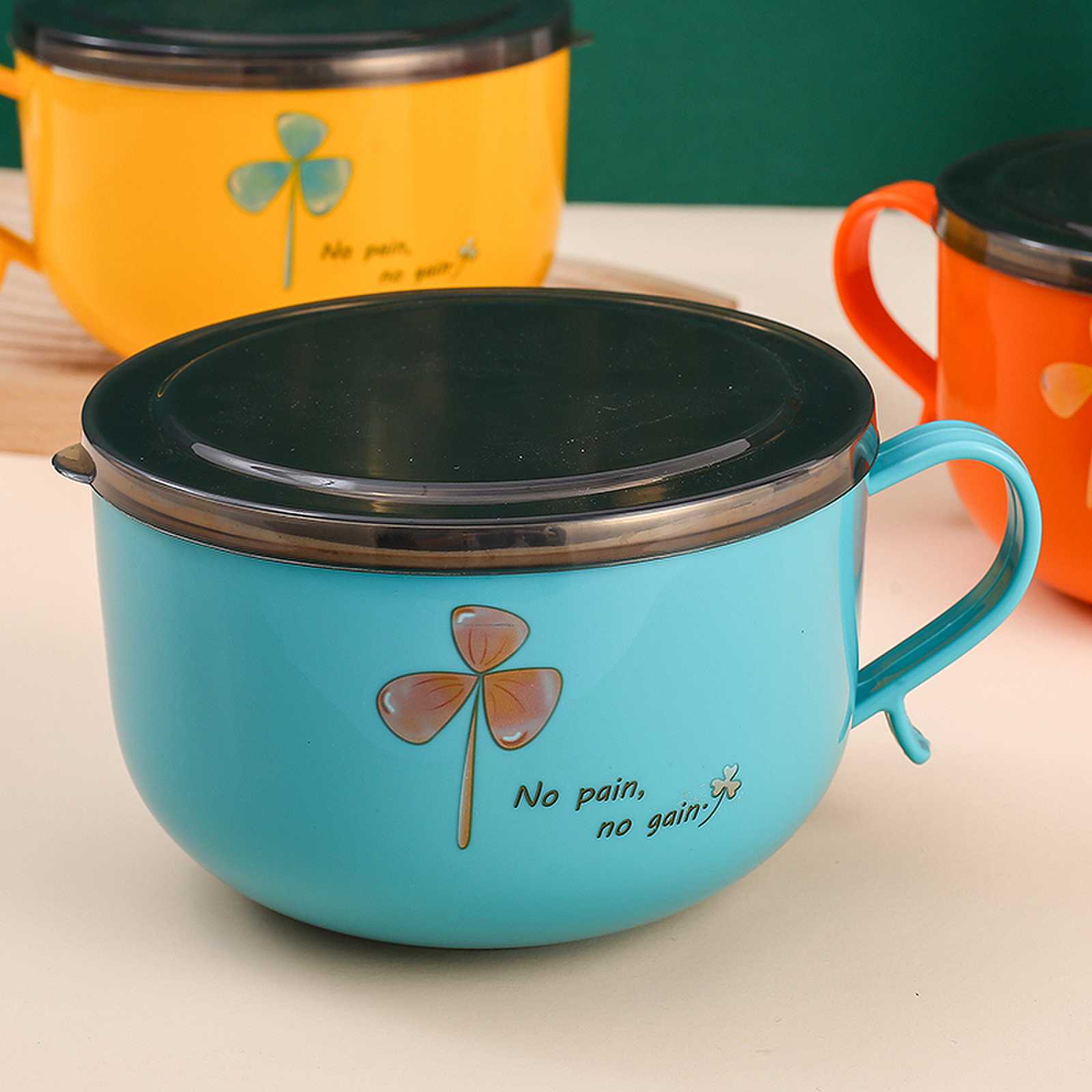 304不锈钢单耳、双耳双层中空隔热泡面碗汤碗 带盖学生饭碗泡面神器详情9