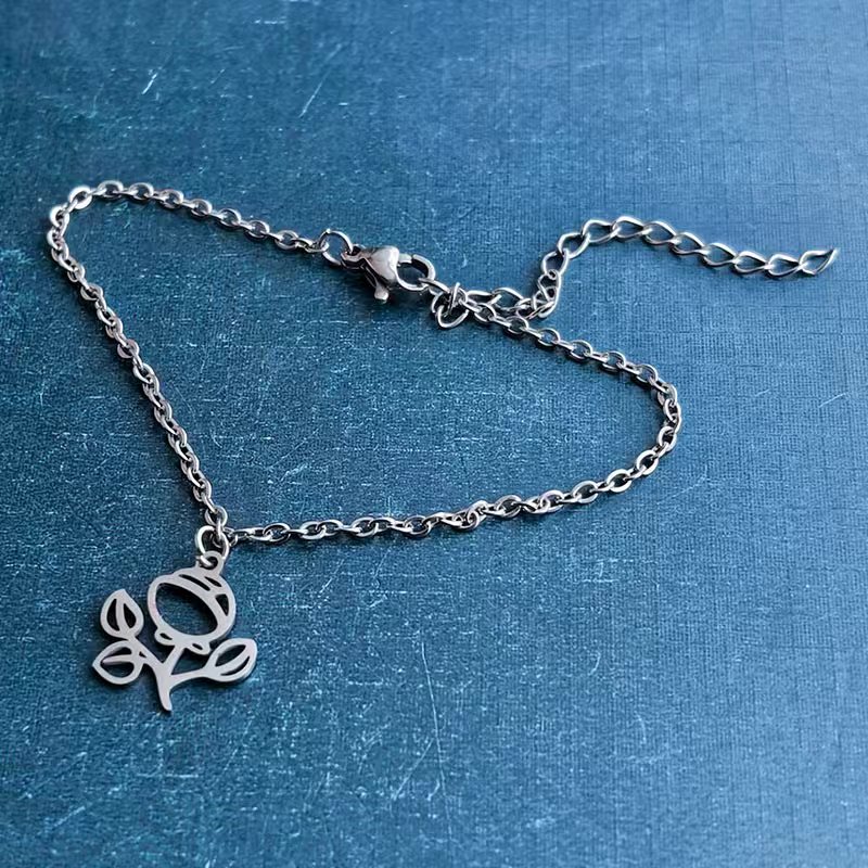 Cross-border foreign trade stainless steel titanium steel rose bracelet pendant necklace DIY jewelry accessories, personalized, trendy and fashionable Item Picture