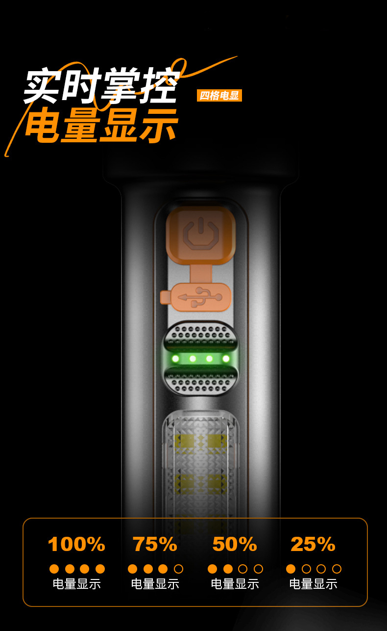 X126 rechargeable aluminum alloy flashlight, white laser dual light source focusing flashlight, side light high-intensity flashlight, outdoor emergency outdoor lighting flashlight pic 7