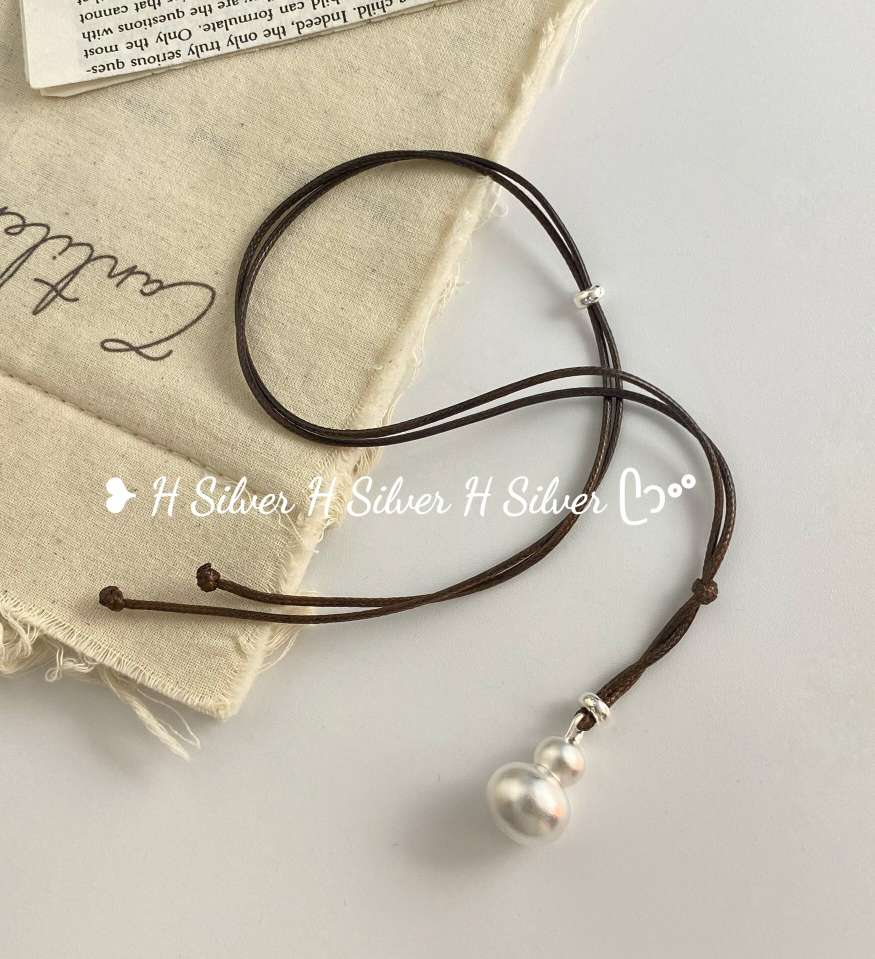 思兰银饰S925纯银葫芦项链可情侣款时尚简约优雅长款设计感项链叠戴个性小众设计详情图5