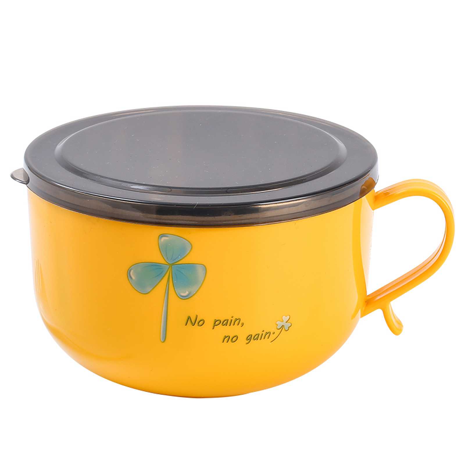 304不锈钢单耳、双耳双层中空隔热泡面碗汤碗 带盖学生饭碗泡面神器白底实物图